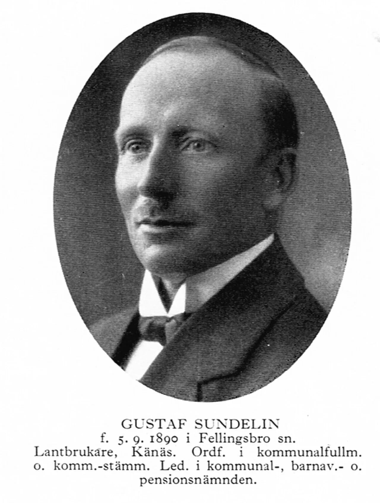 Porträt von Gustaf Sundelin (1890–1970) – Gedenkseite