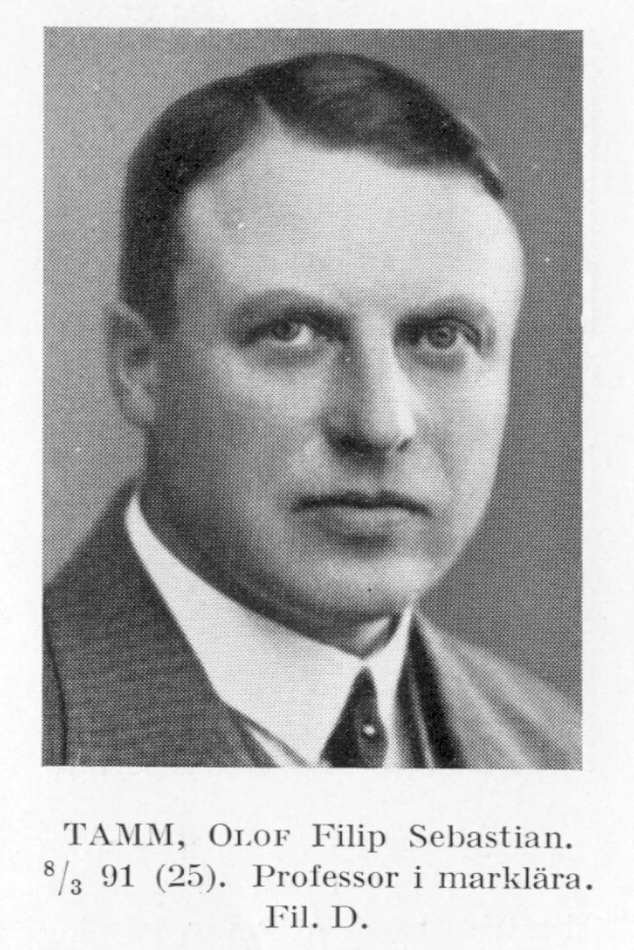 Portrait of Olof Tamm (1891–1973) – memorial page