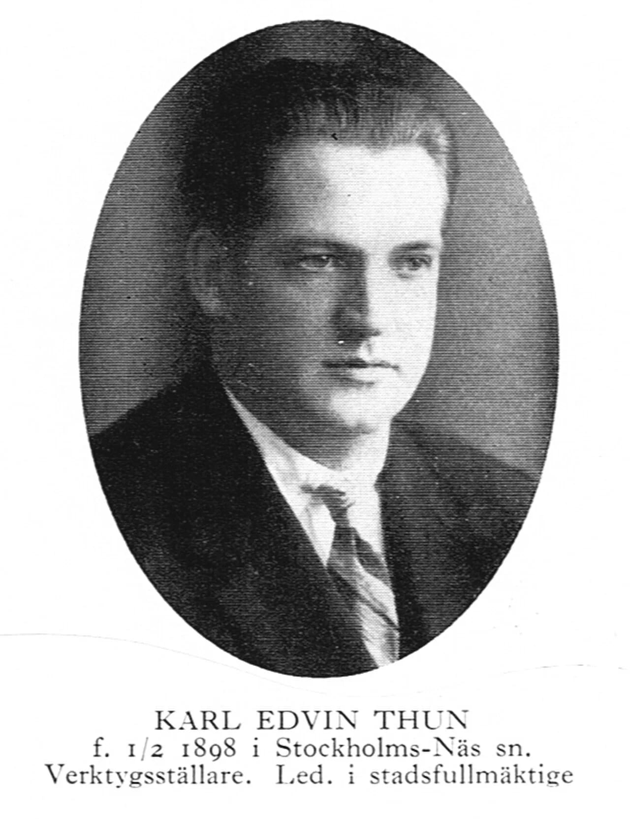 Portrait of Edvin Thun (1898–1962) – memorial page