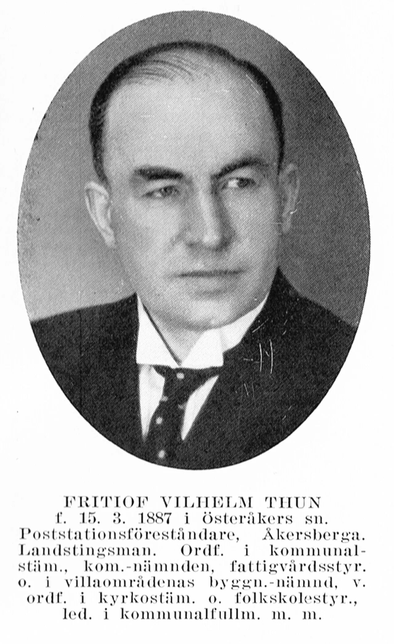 Portrait of Fritjof Thun (1887–1970) – memorial page