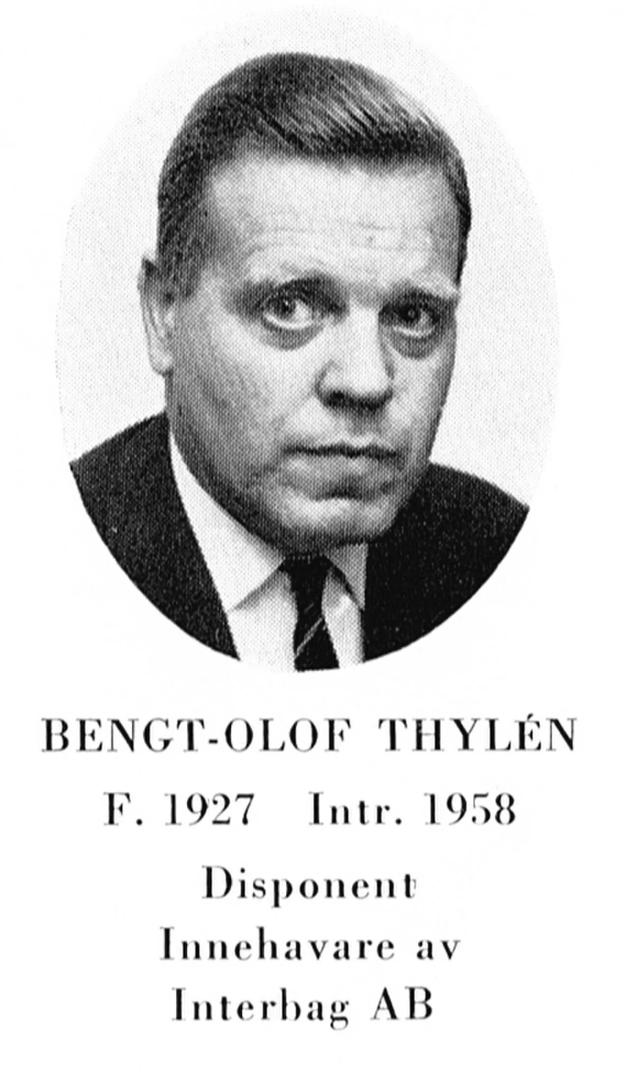 Porträt von Bengt-Olof Thylén (1927–2003) – Gedenkseite