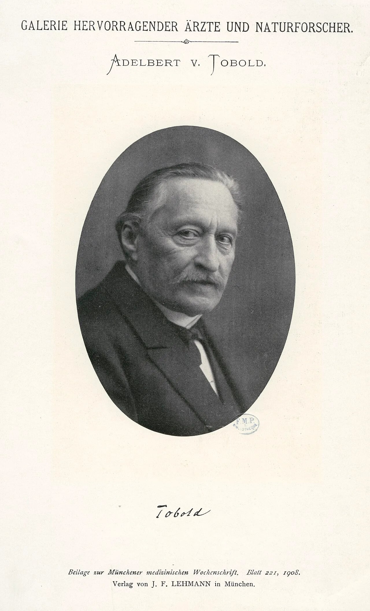 Porträt von Adelbert von Tobold (1827–1907) – Gedenkseite