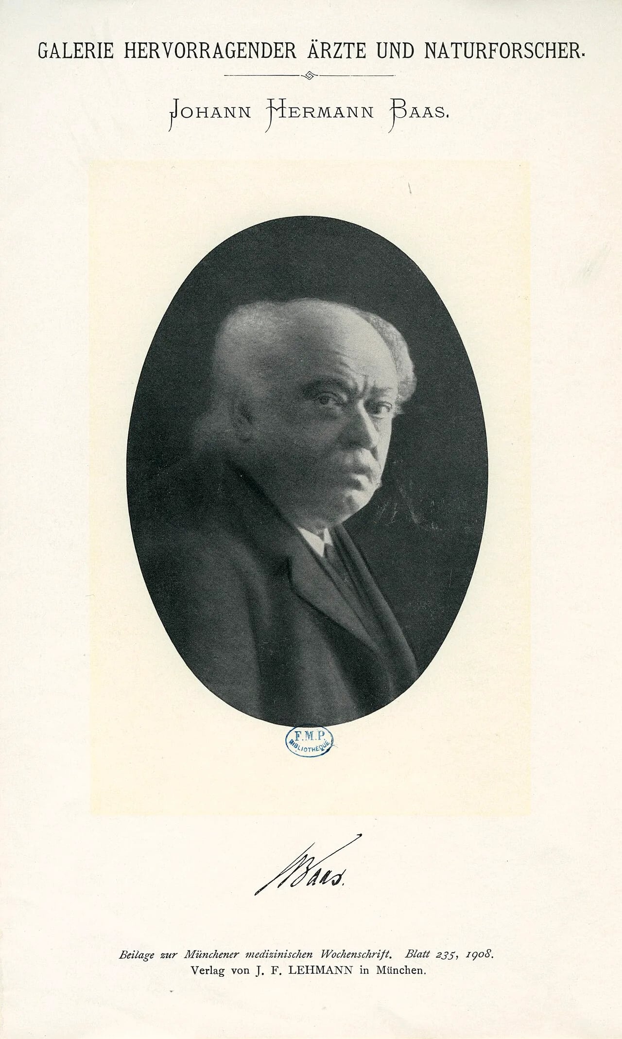 Portrait of Johann Hermann Baas (1838–1909) – memorial page