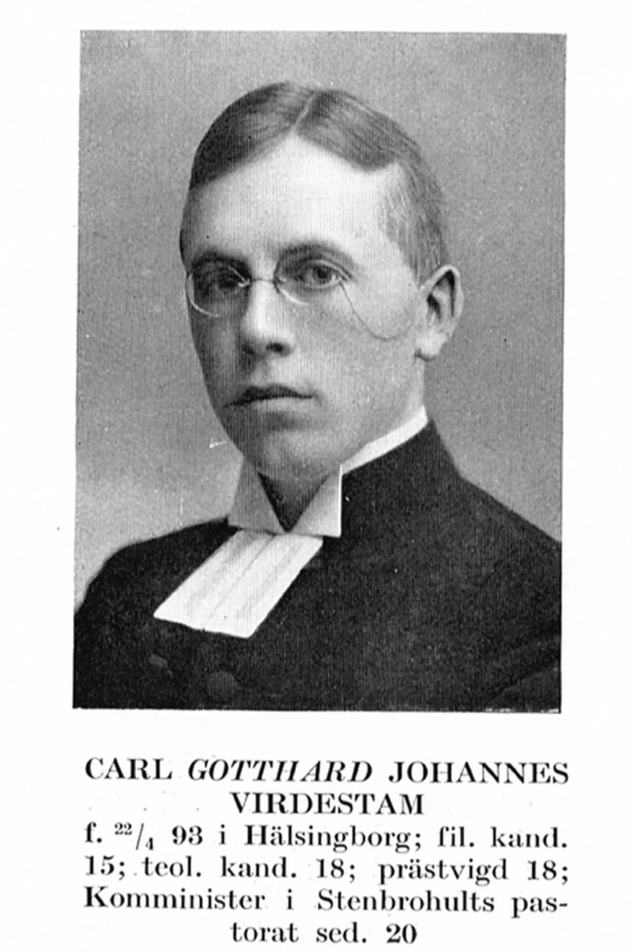 Portrait of Gotthard Virdestam (1893–1937) – memorial page