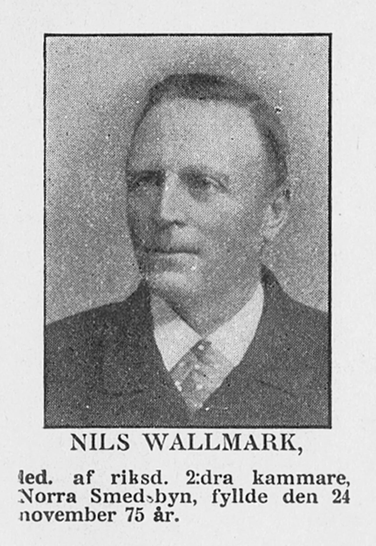 Porträt von Nils Wallmark (1835–1914) – Gedenkseite