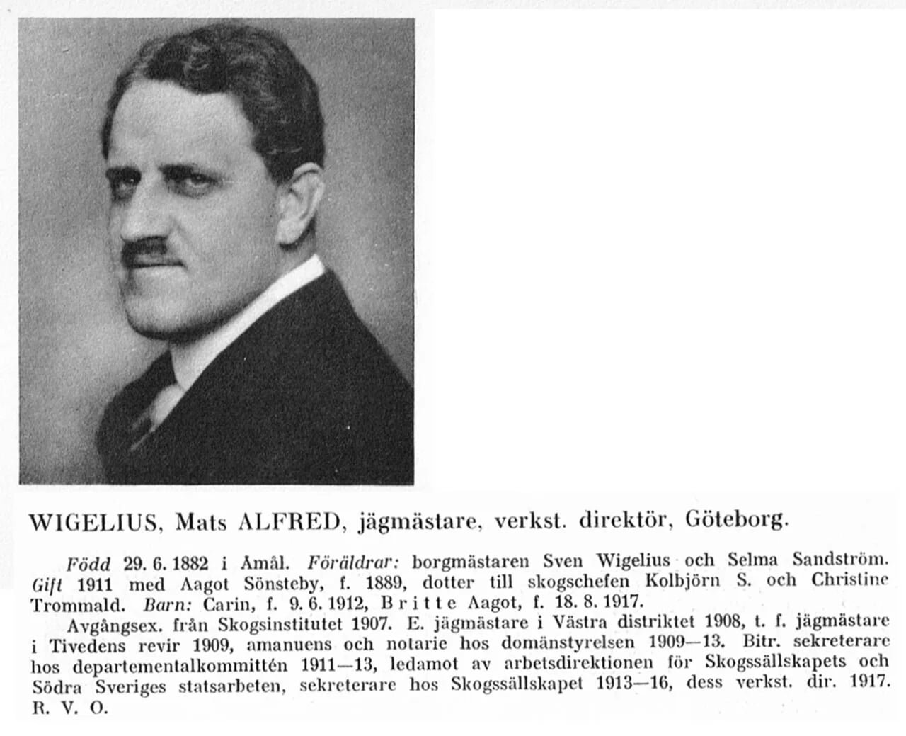 Porträt von Alfred Wigelius (1882–1955) – Gedenkseite