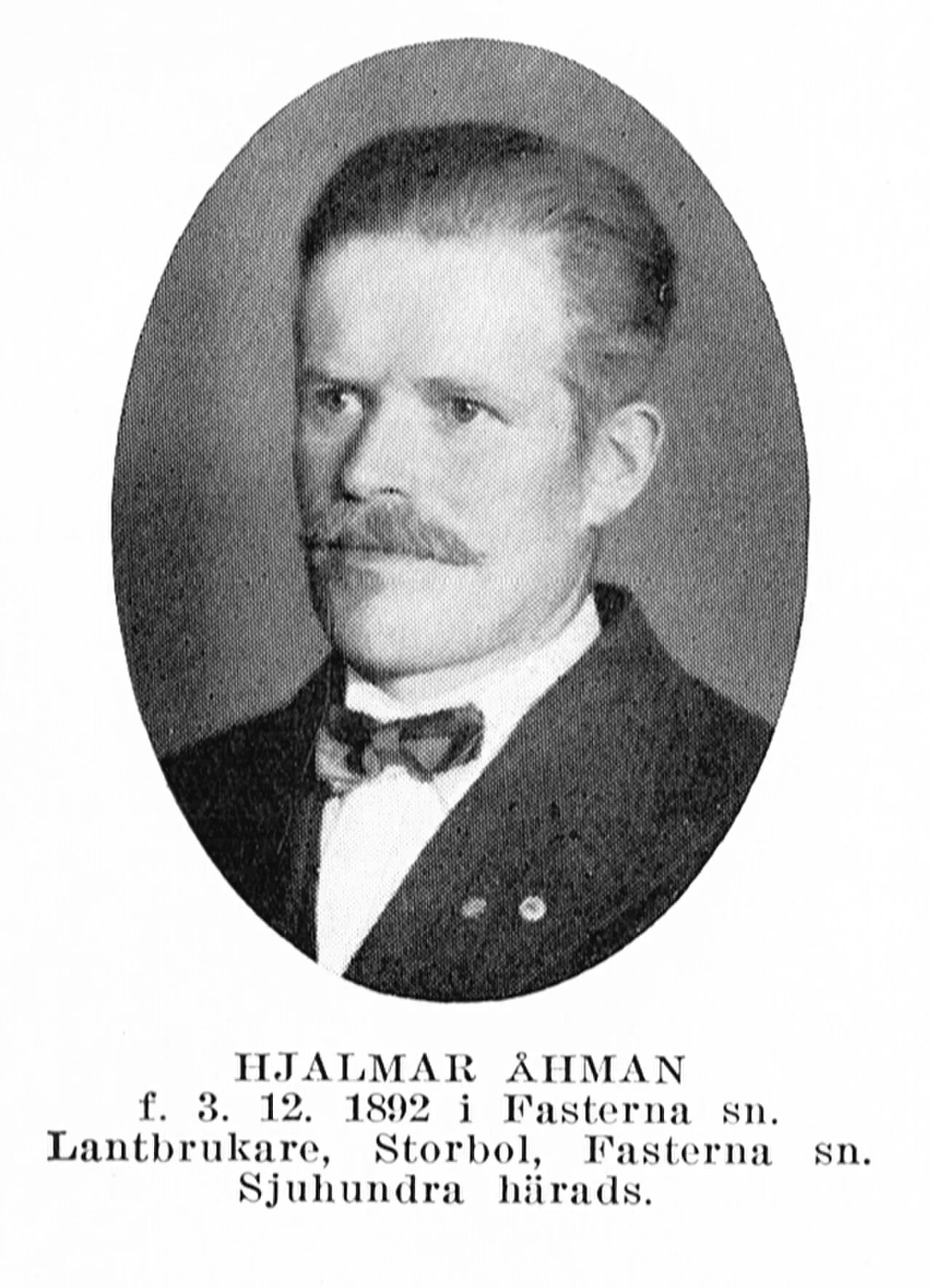 Portrait of Hjalmar Åhman (1892–1960) – memorial page