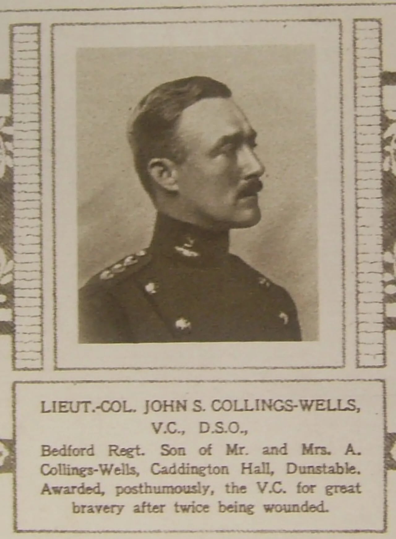 Portrait of John Stanhope Collings-Wells (1880–1918) – memorial page