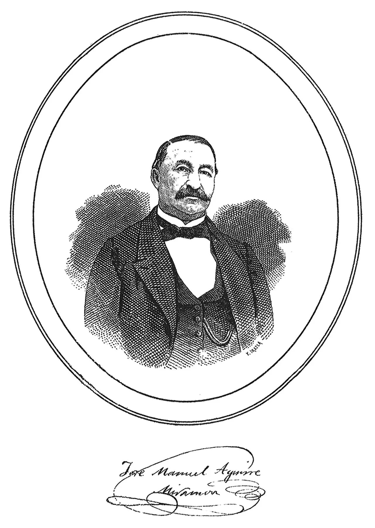 Porträt von José Manuel Aguirre Miramón (1813–1887) – Gedenkseite
