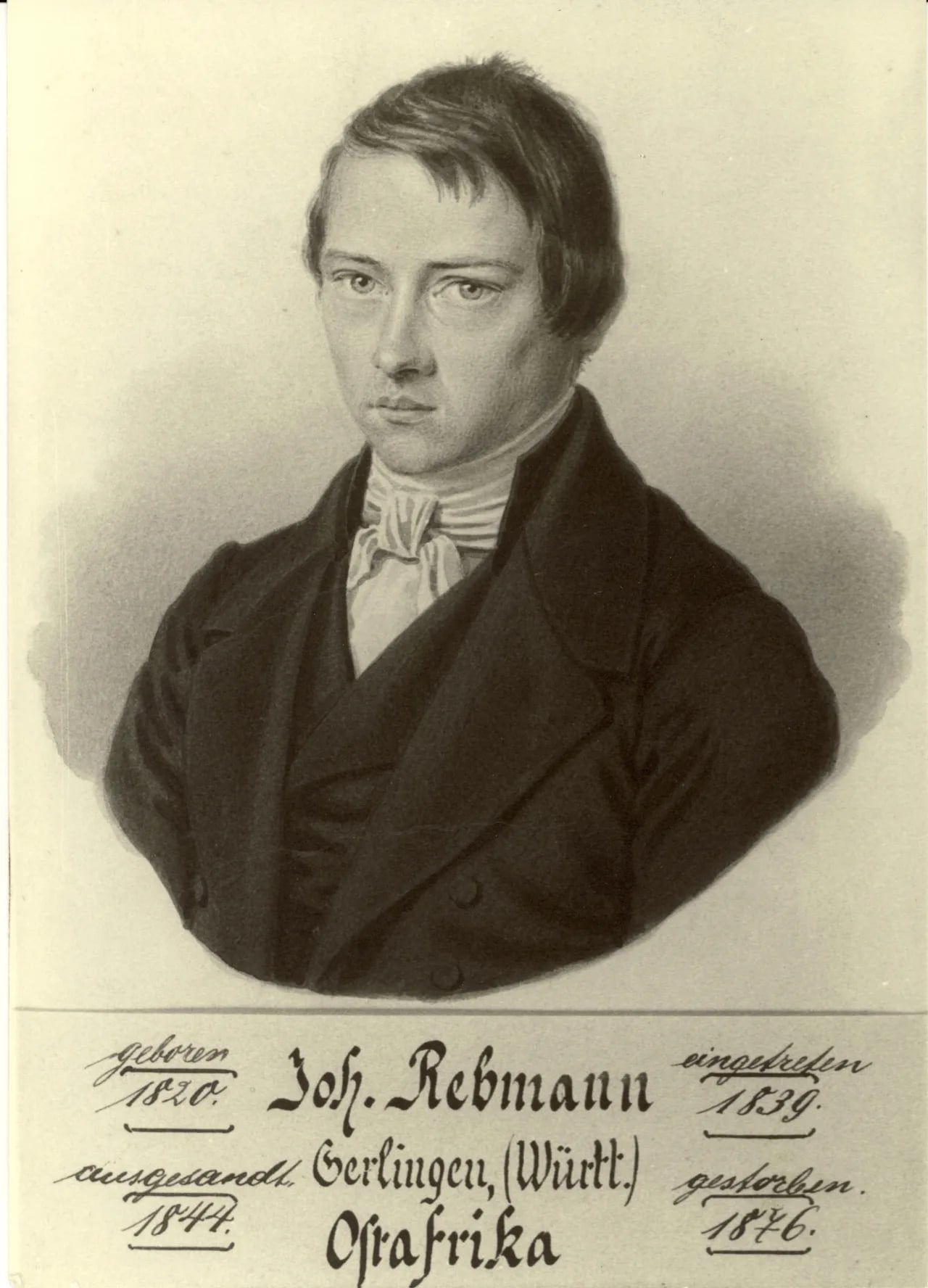 Porträt von Johannes Rebmann (1820–1876) – Gedenkseite