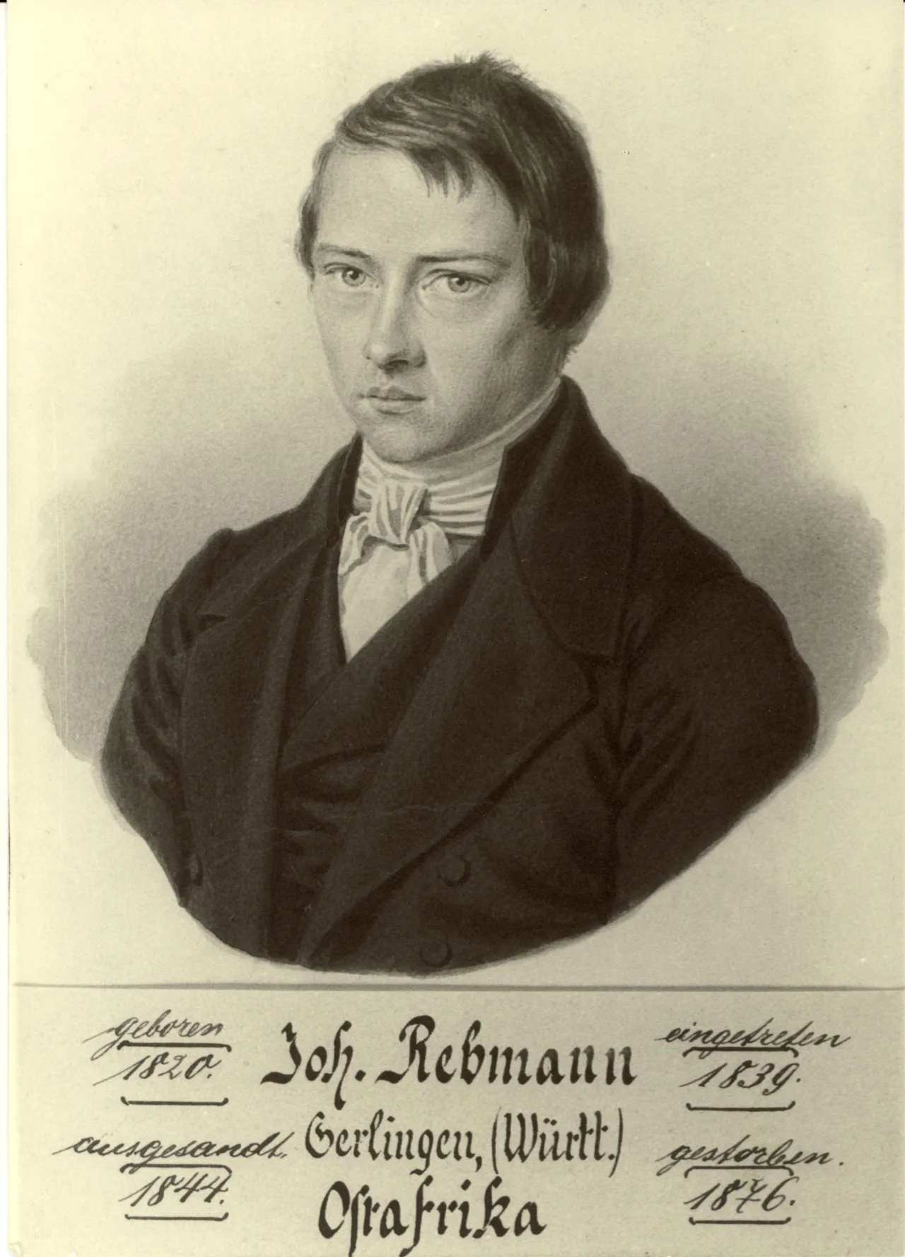Porträt von Johannes Rebmann (1820–1876) – Gedenkseite