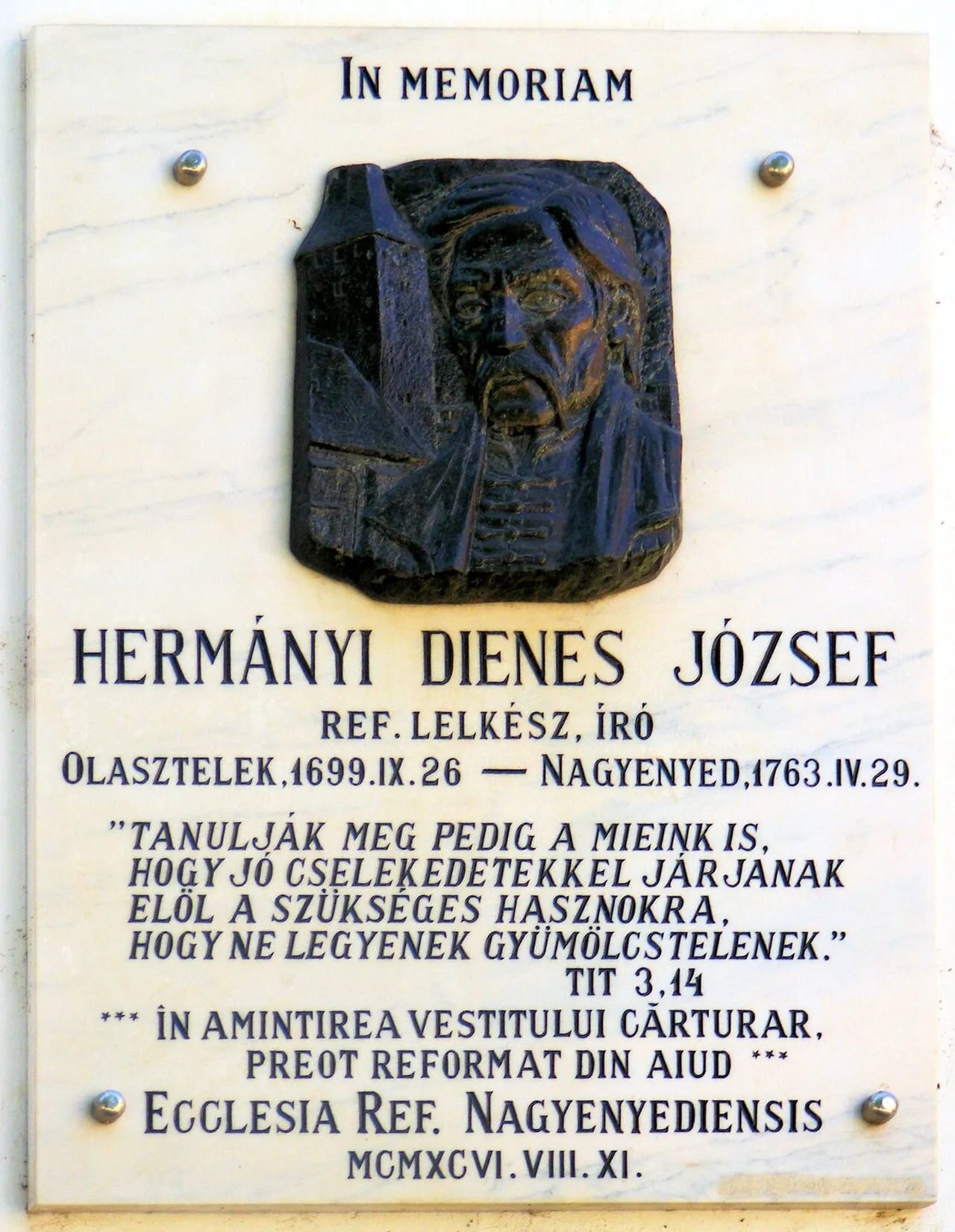 Portrait of Dienes József Hermányi (1699–1763) – memorial page