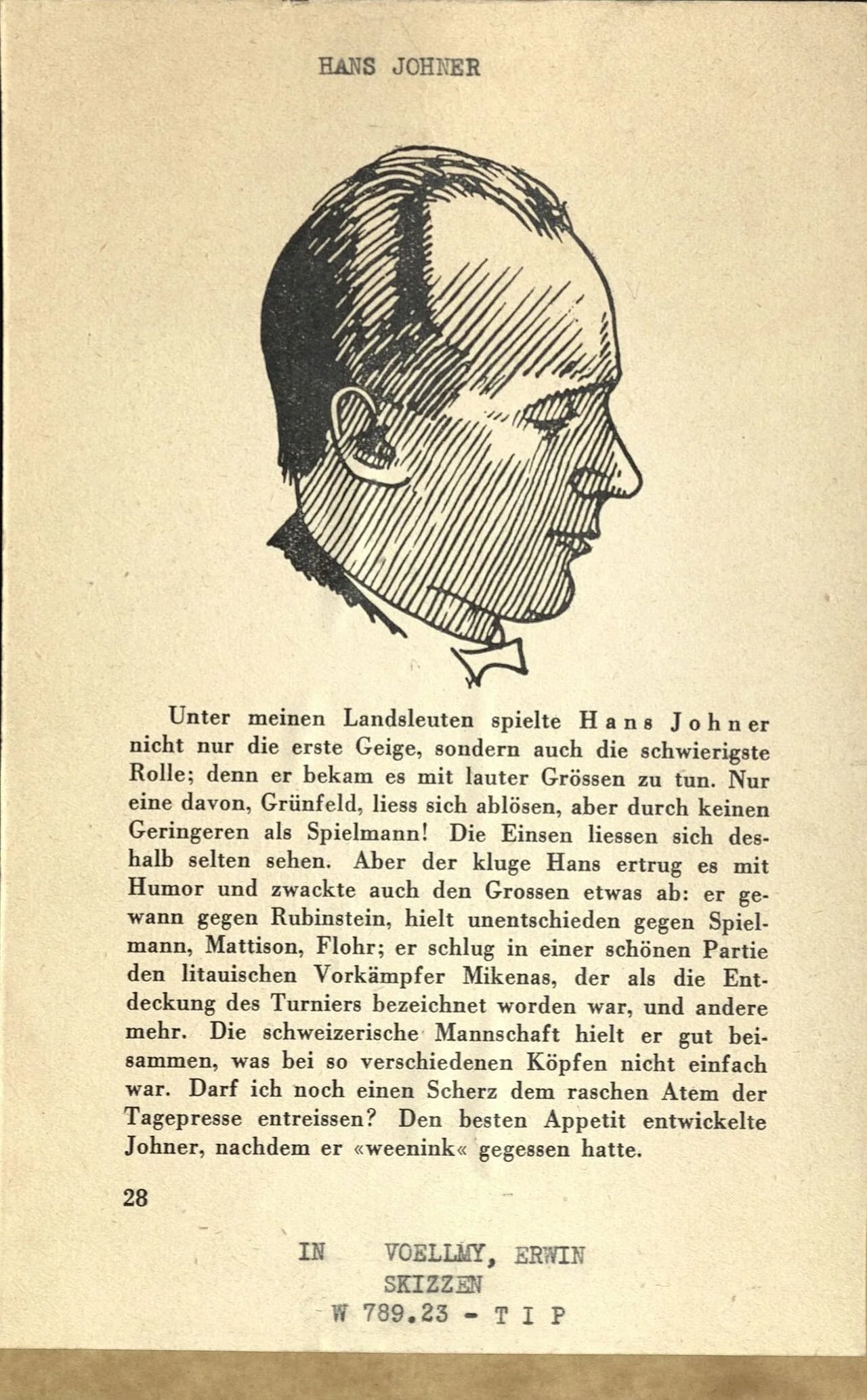 Porträt von Hans Johner (1889–1975) – Gedenkseite