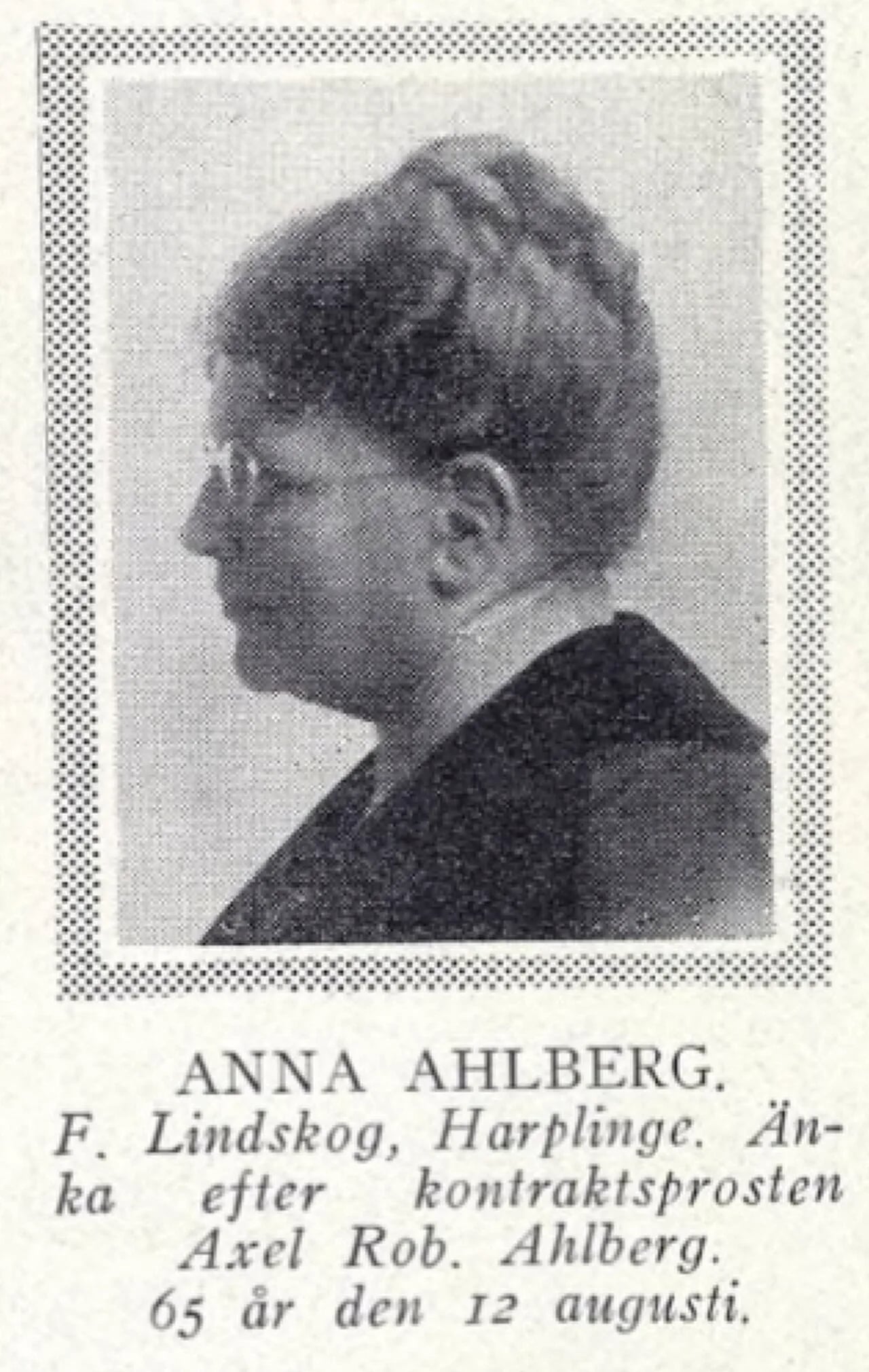 Porträt von Anna Ahlberg (1864–1948) – Gedenkseite
