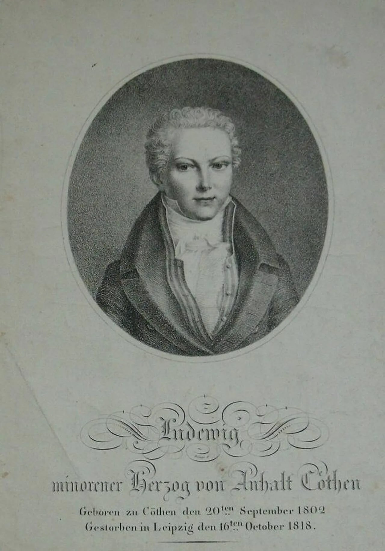 Porträt von Ludwig August (1802–1818) – Gedenkseite