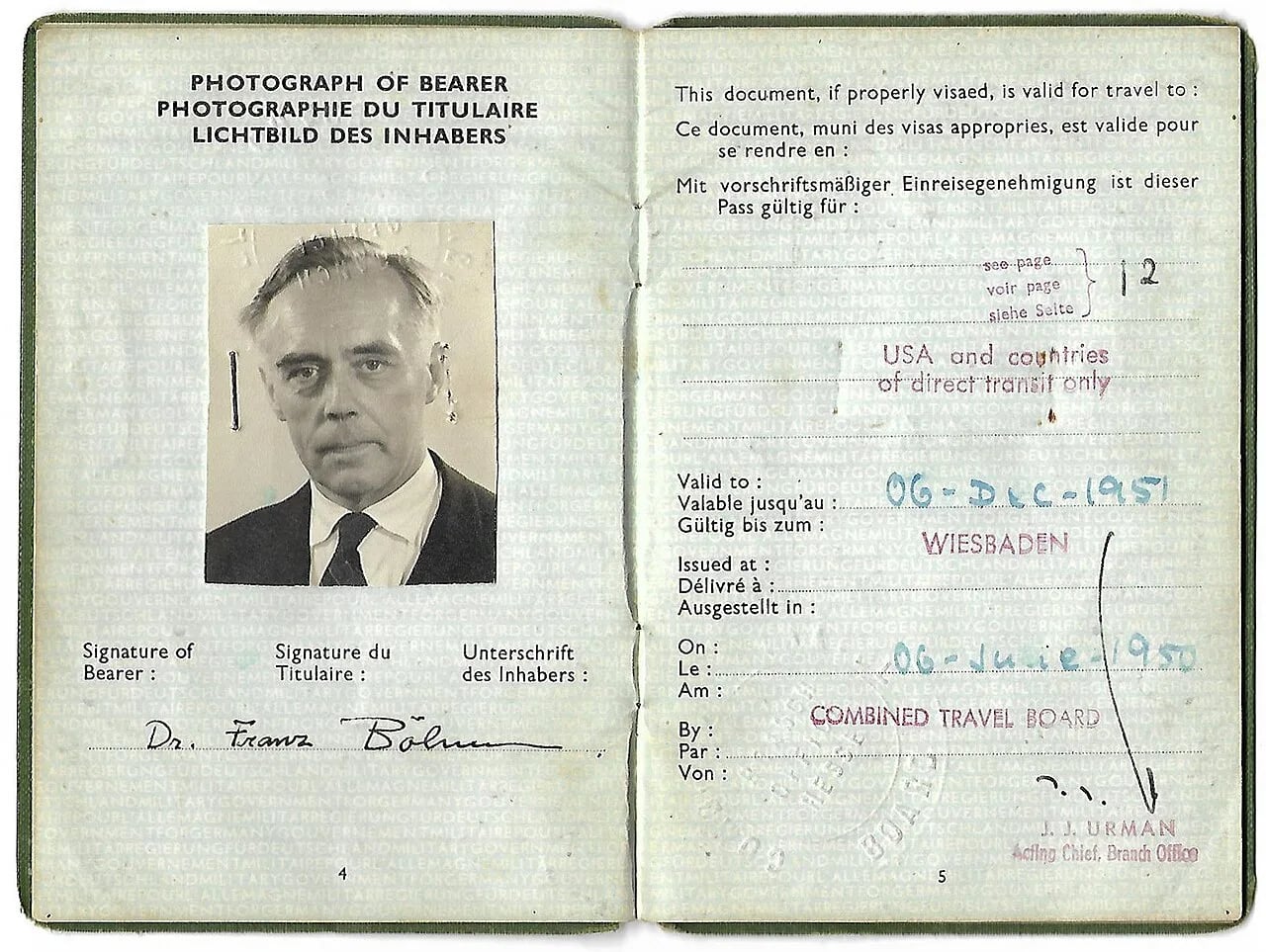 Portrait of Franz Böhm (1895–1977) – memorial page