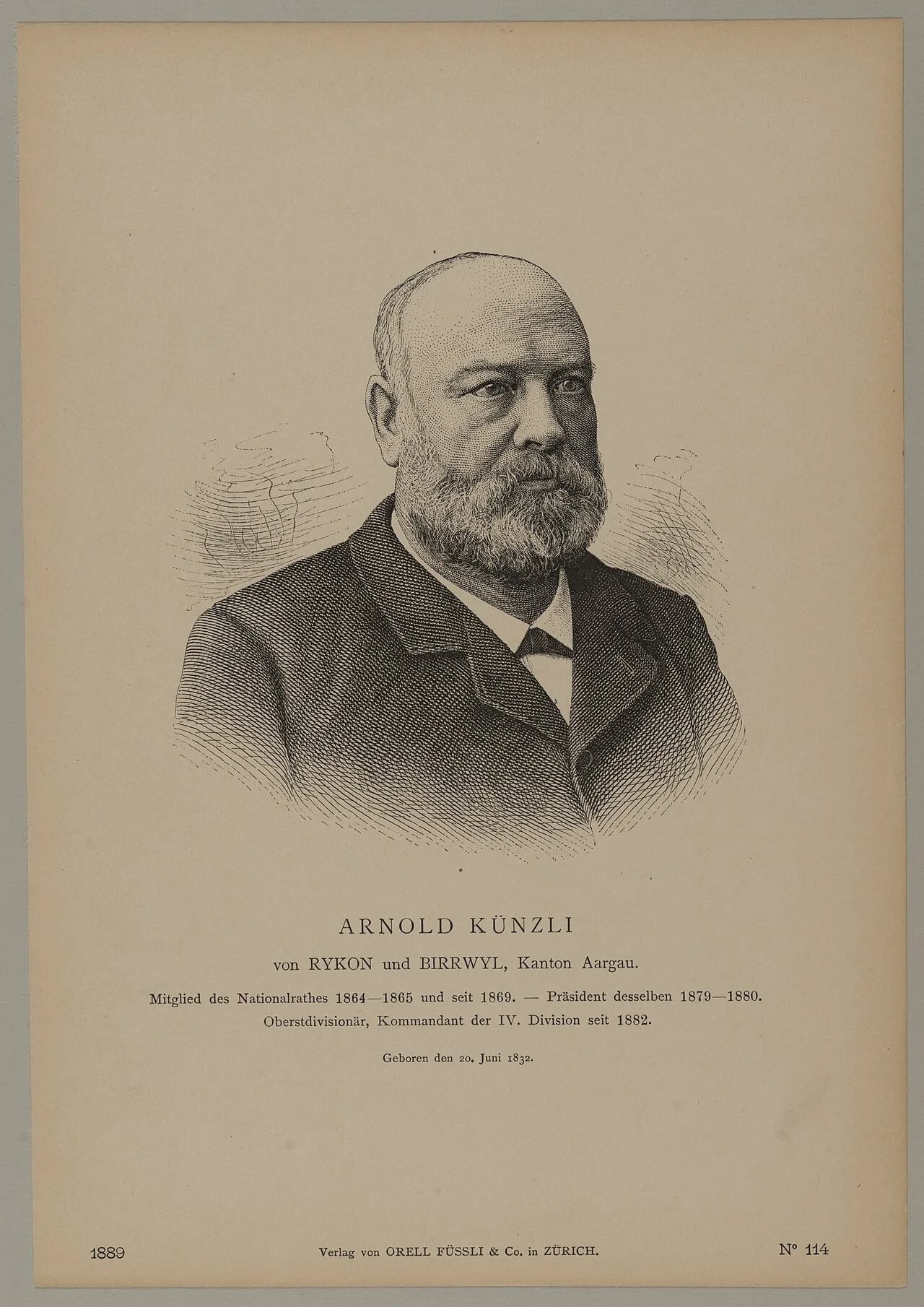 Portrait of Arnold Künzli (1832–1908) – memorial page