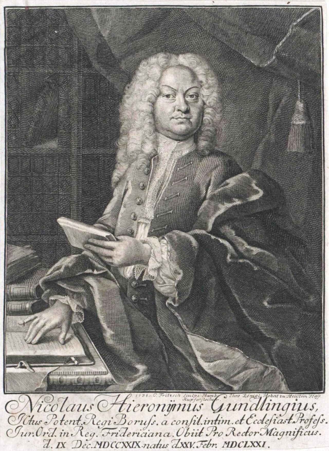 Porträt von Nicolaus Hieronymus Gundling (1671–1729) – Gedenkseite