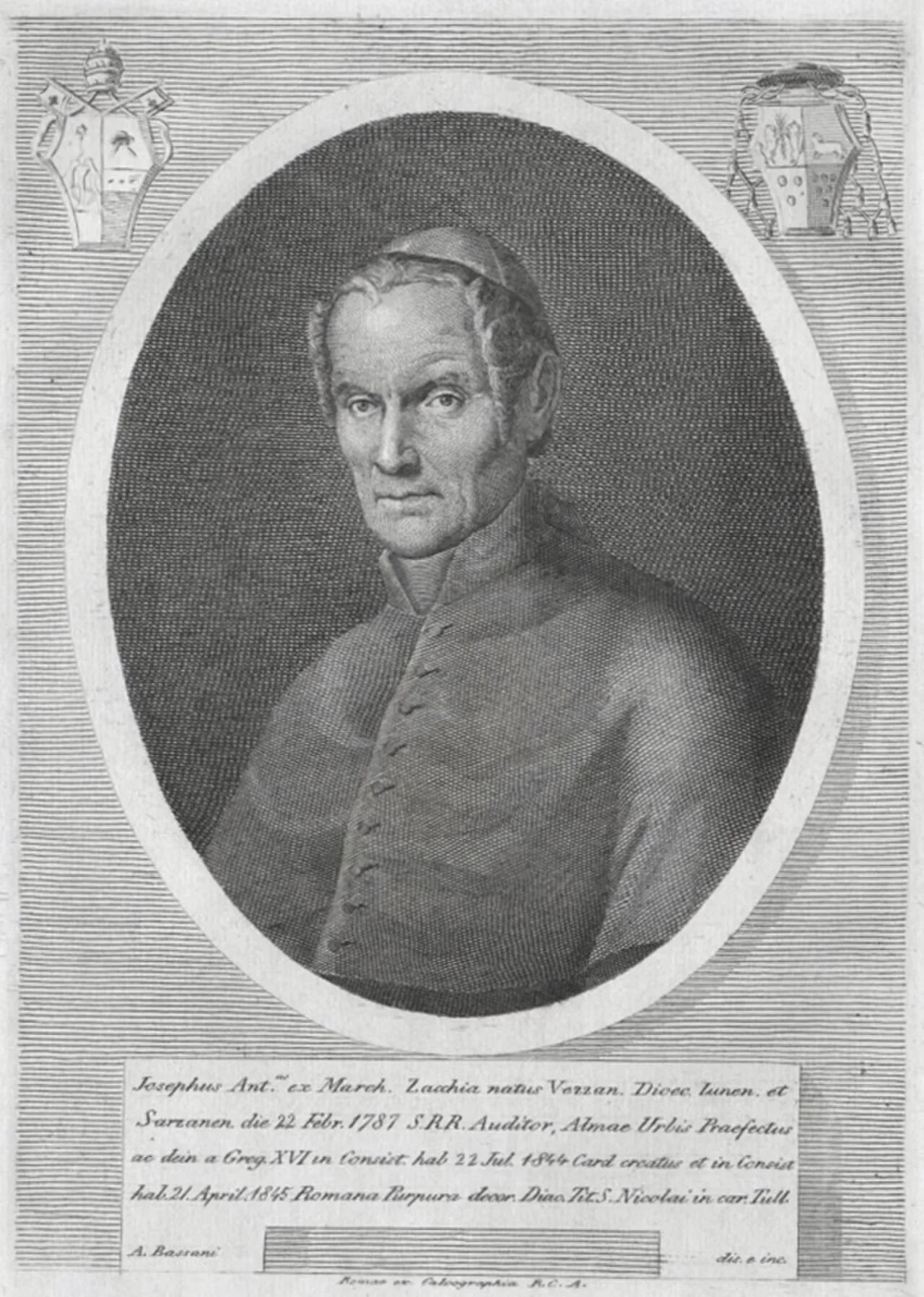 Porträt von Giuseppe Antonio Zacchia Rondinini (1787–1845) – Gedenkseite
