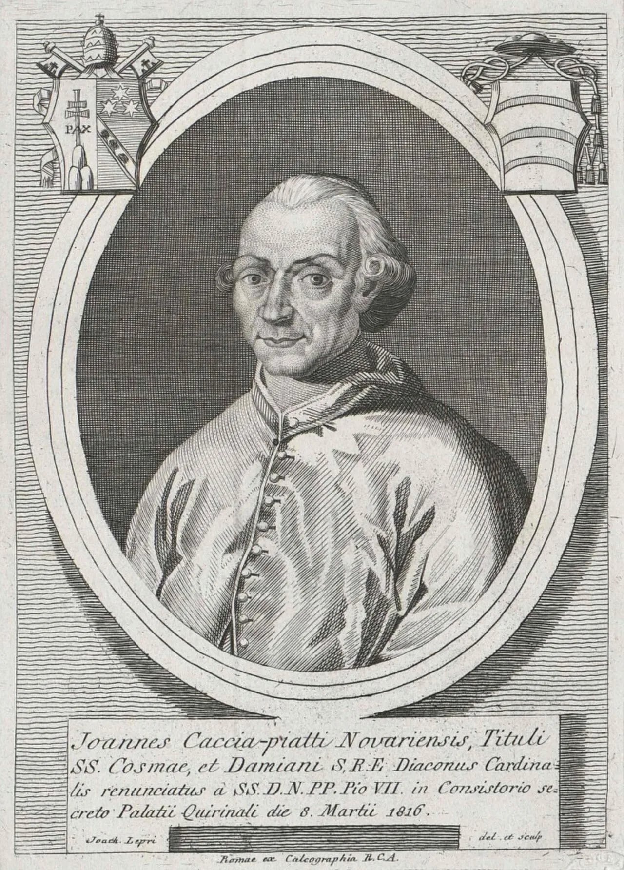 Porträt von Giovanni Caccia-Piatti (1751–1833) – Gedenkseite
