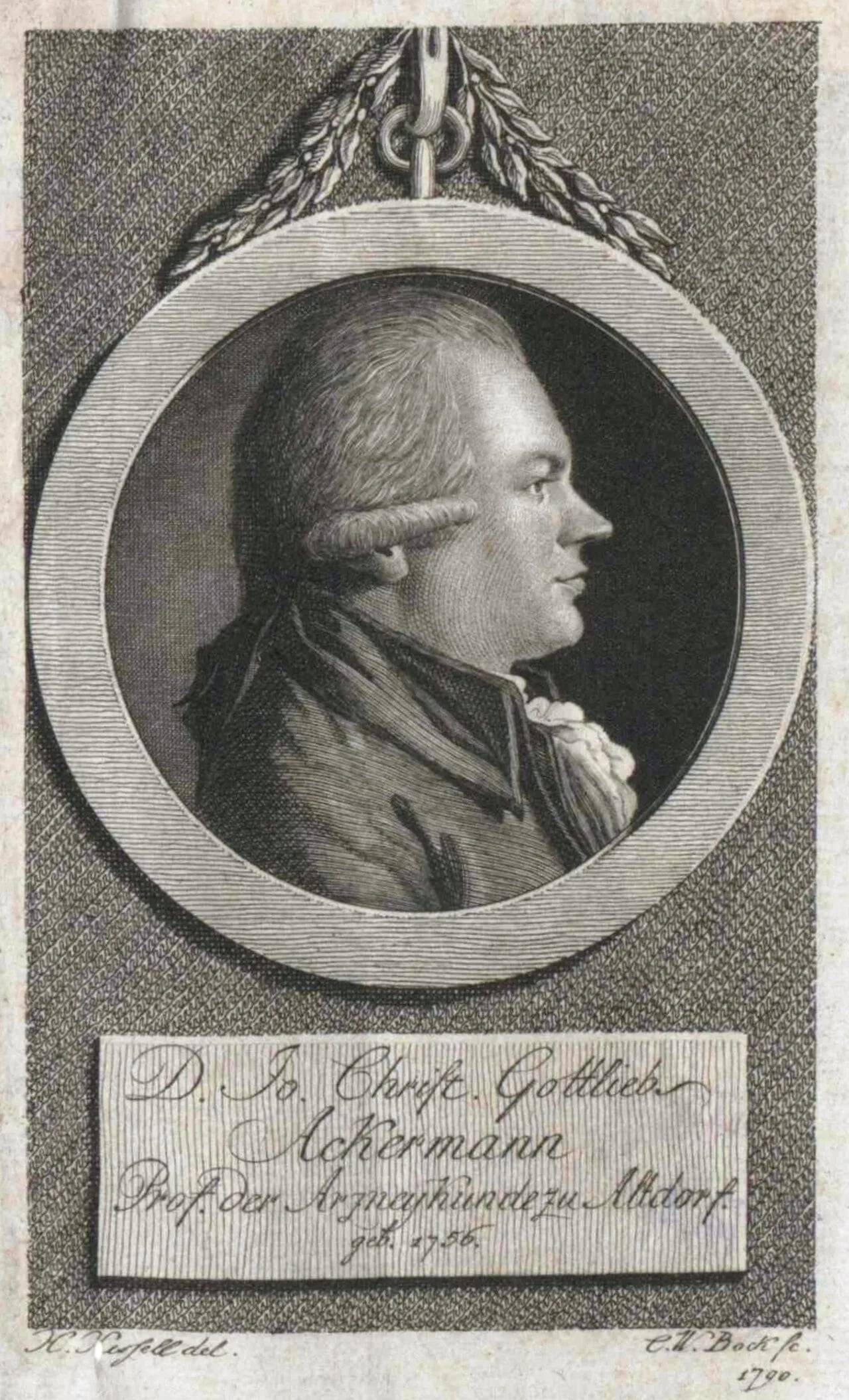 Porträt von Johann Christian Gottlieb Ackermann (1756–1801) – Gedenkseite