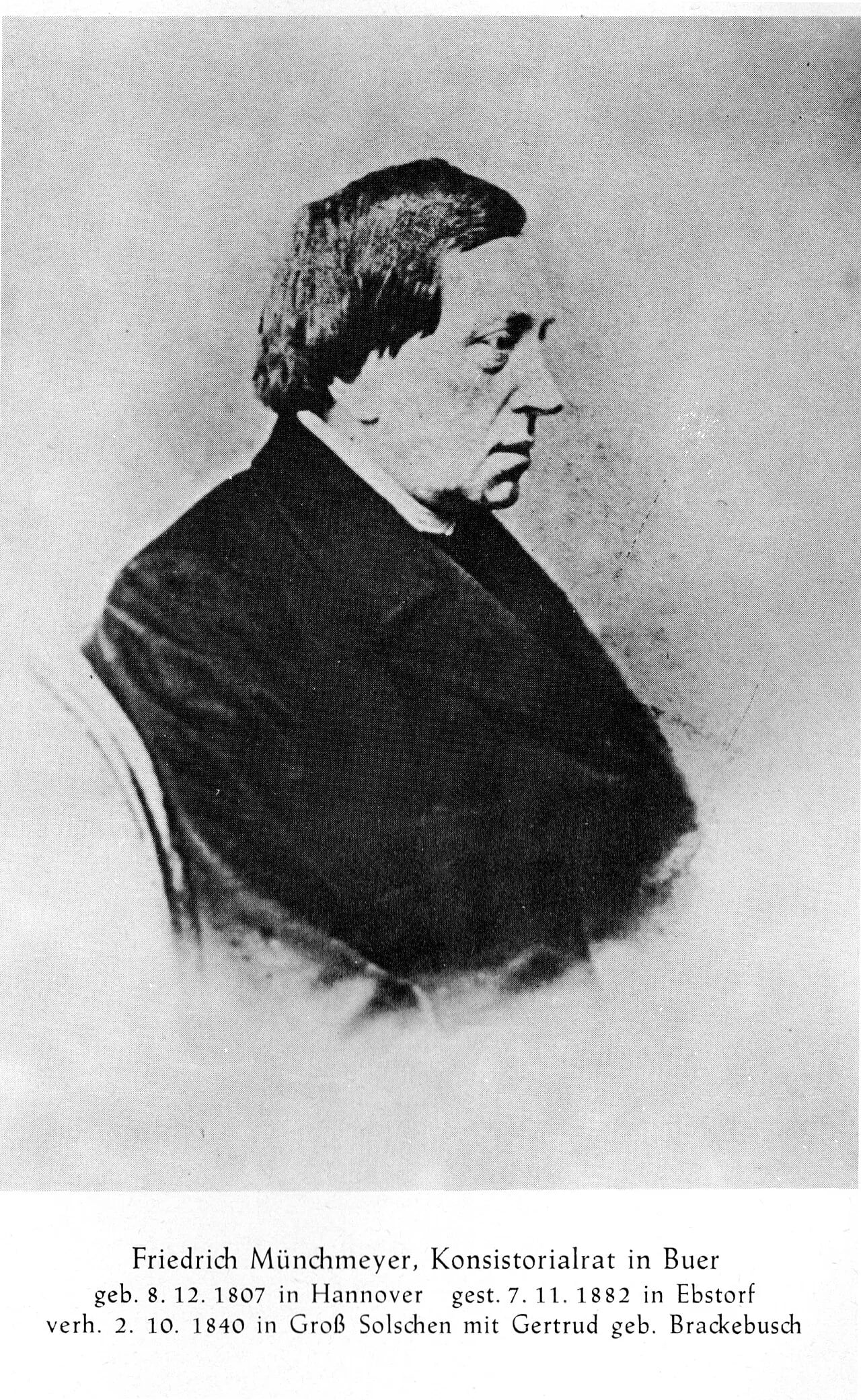 Porträt von August Friedrich Otto Münchmeyer (1807–1882) – Gedenkseite