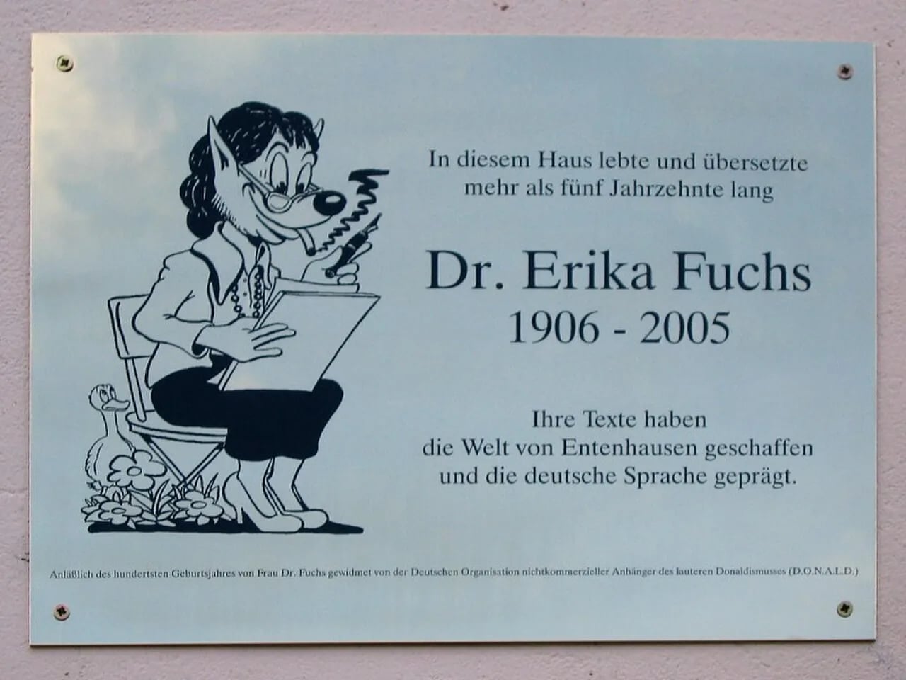 Portrait of Erika Fuchs (1906–2005) – memorial page