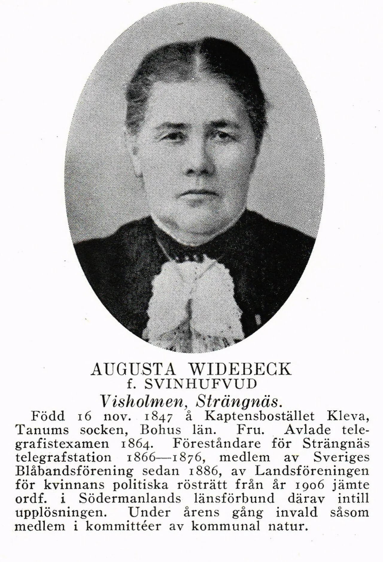 Portrait of Augusta Widebeck (1847–1937) – memorial page