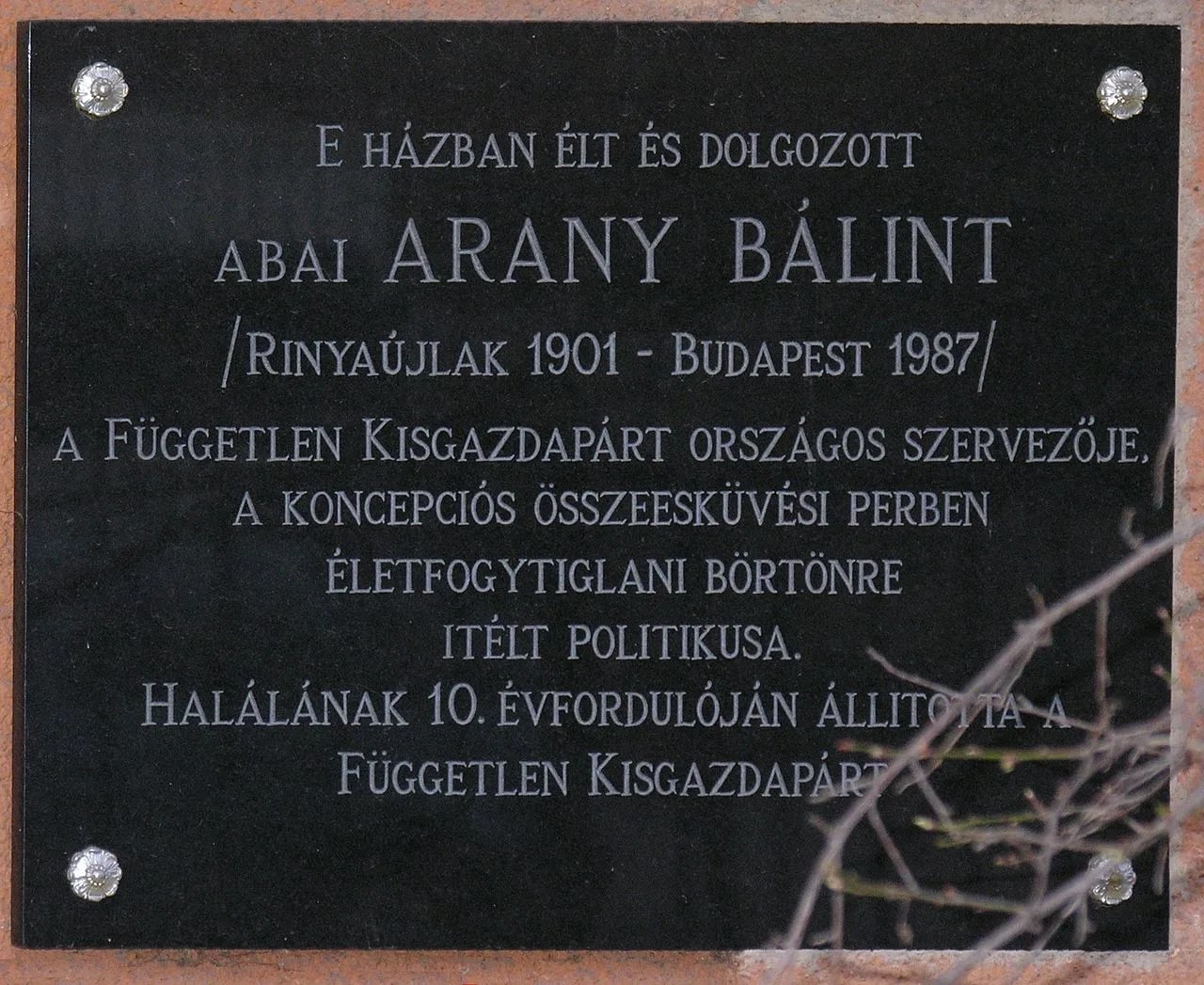 Porträt von Bálint Arany (1901–1987) – Gedenkseite