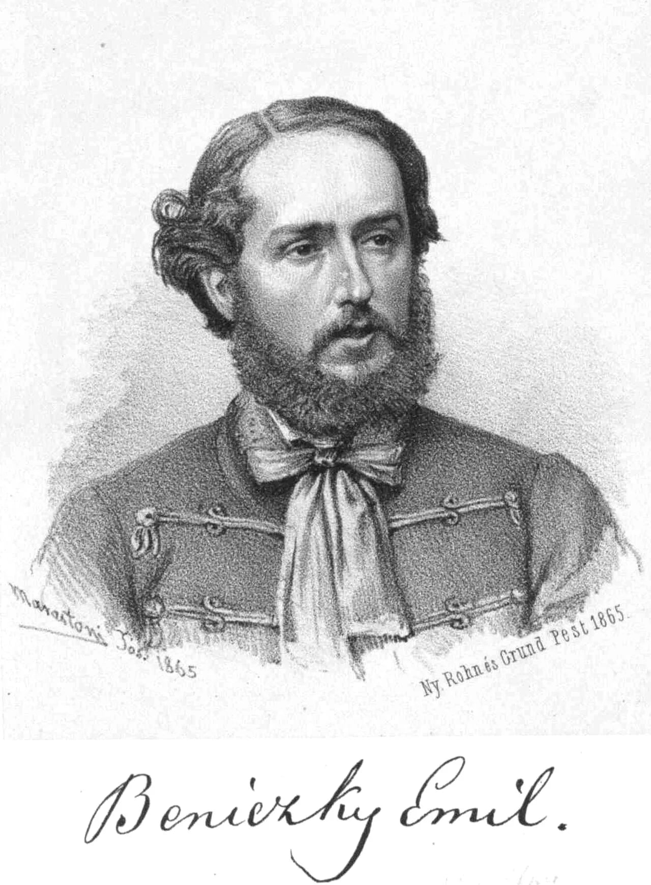 Porträt von Emil Beniczky (1838–1864) – Gedenkseite