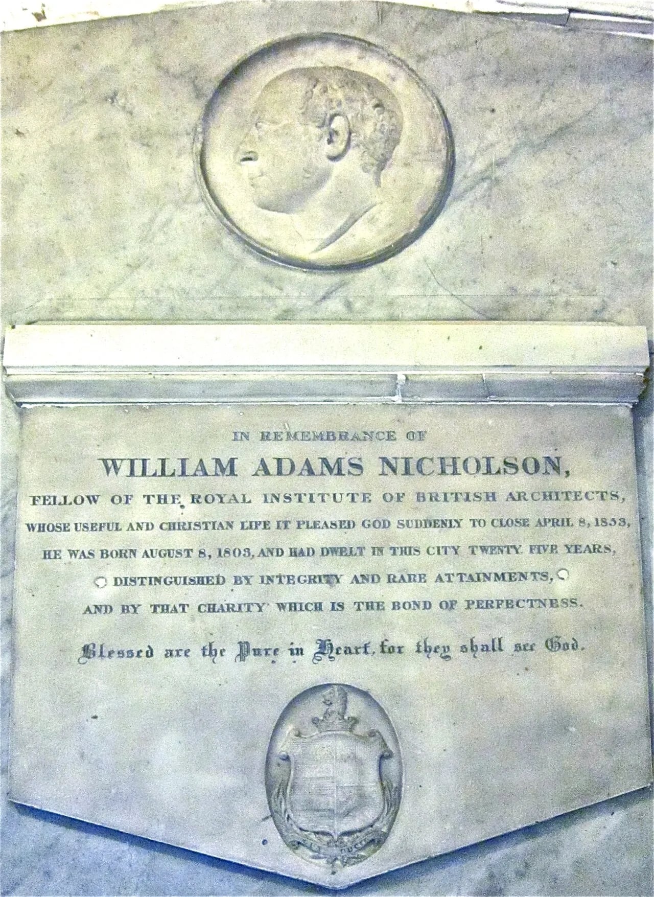 Portrait of William Adams Nicholson (1803–1853) – memorial page