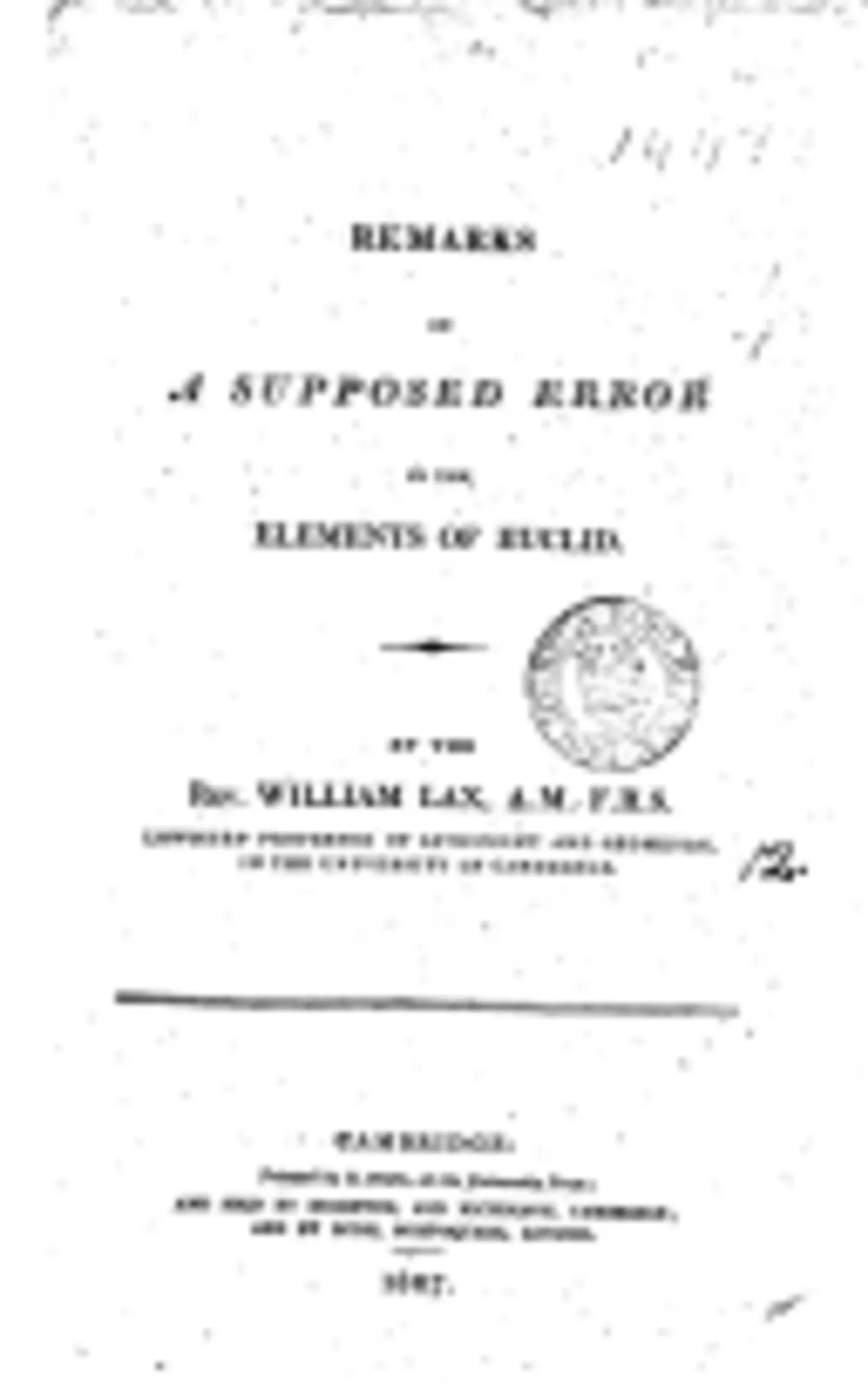 Portrait of William Lax (1761–1836) – memorial page