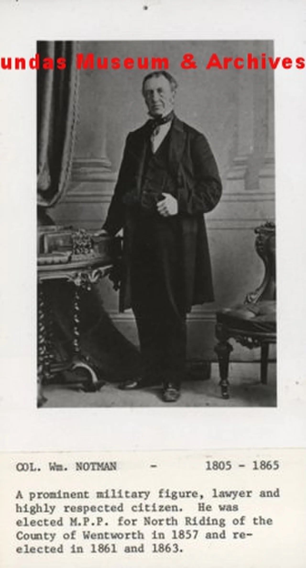 Portrait of William Notman (1805–1865) – memorial page