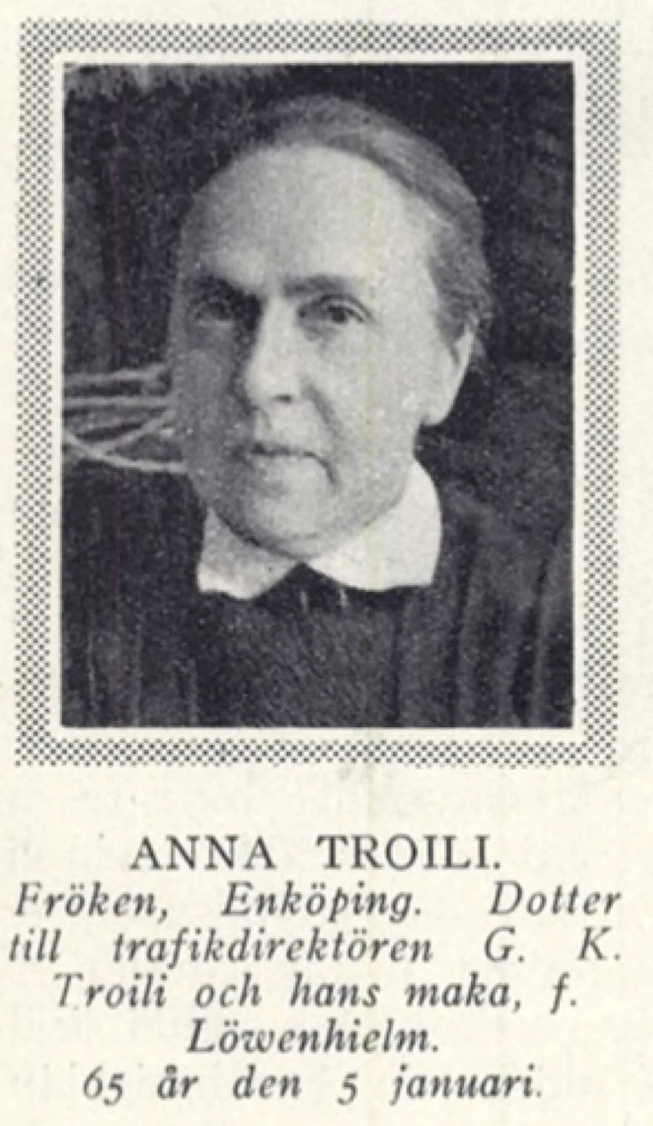 Portrait of Anna Margareta Troili (1860–1943) – memorial page