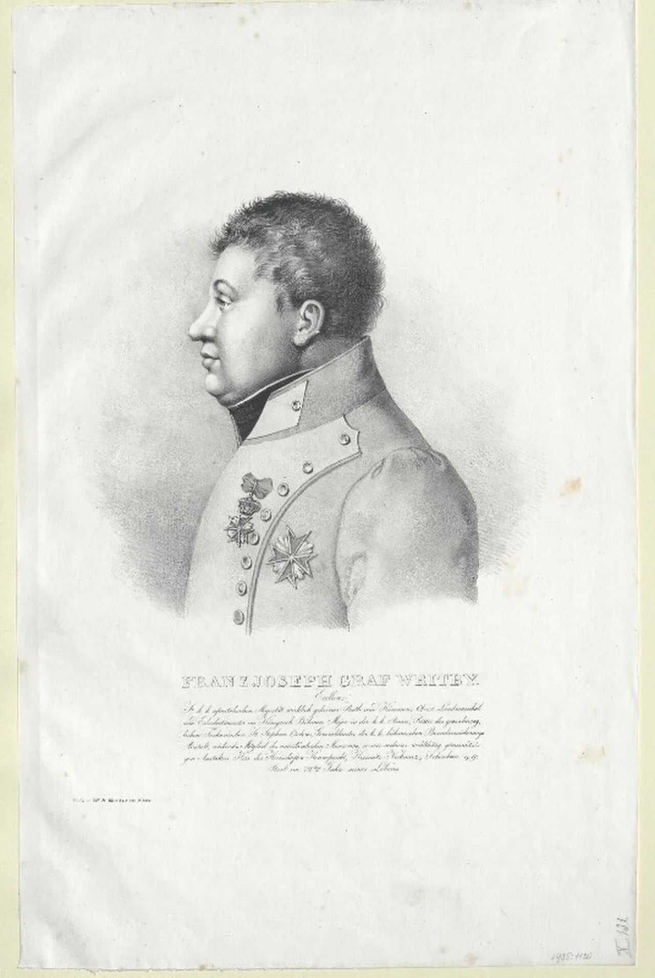 Porträt von Franz Joseph Wrtby (1765–1830) – Gedenkseite