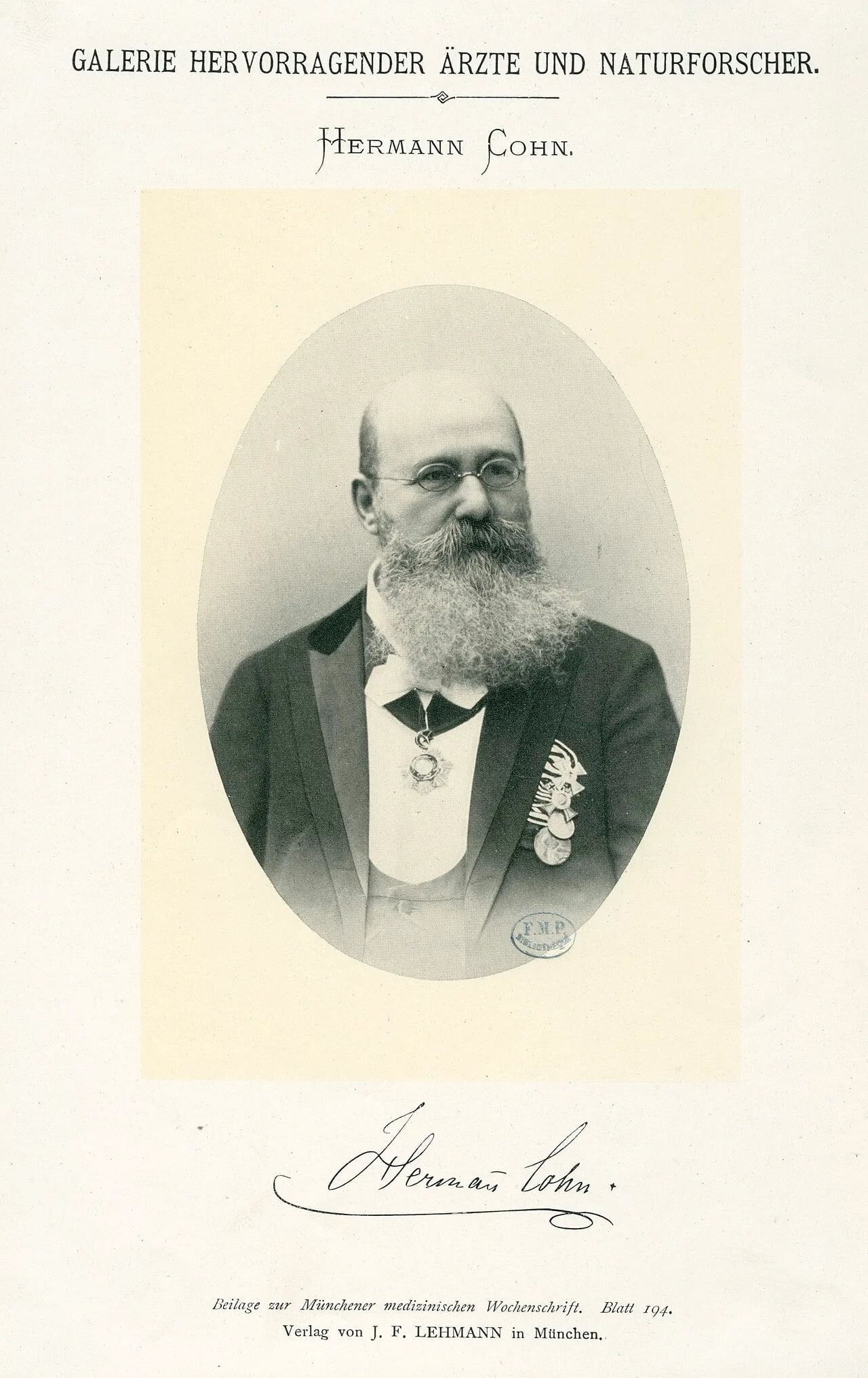 Portrait of Hermann Cohn (1838–1906) – memorial page