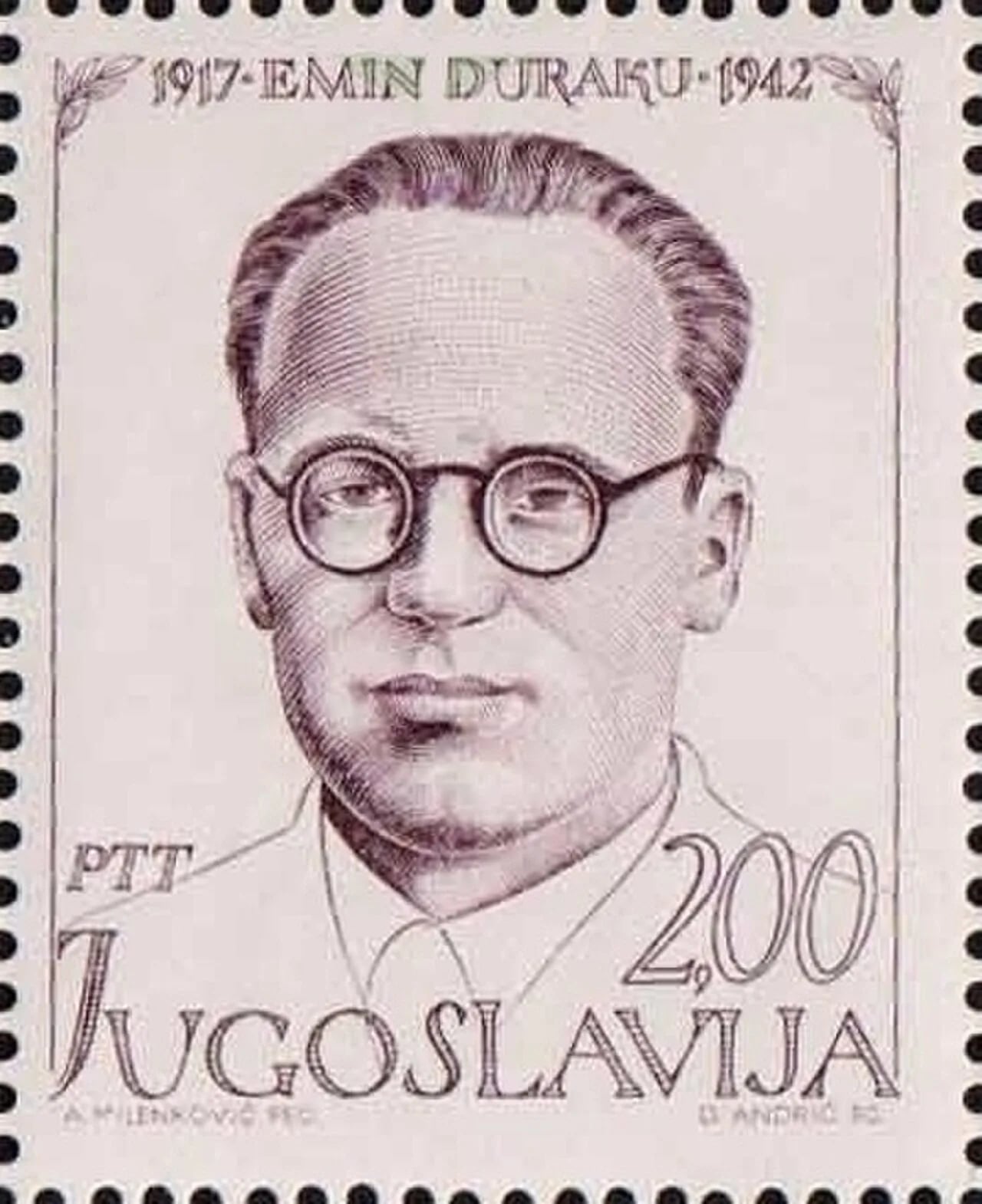 Porträt von Emin Duraku (1918–1942) – Gedenkseite