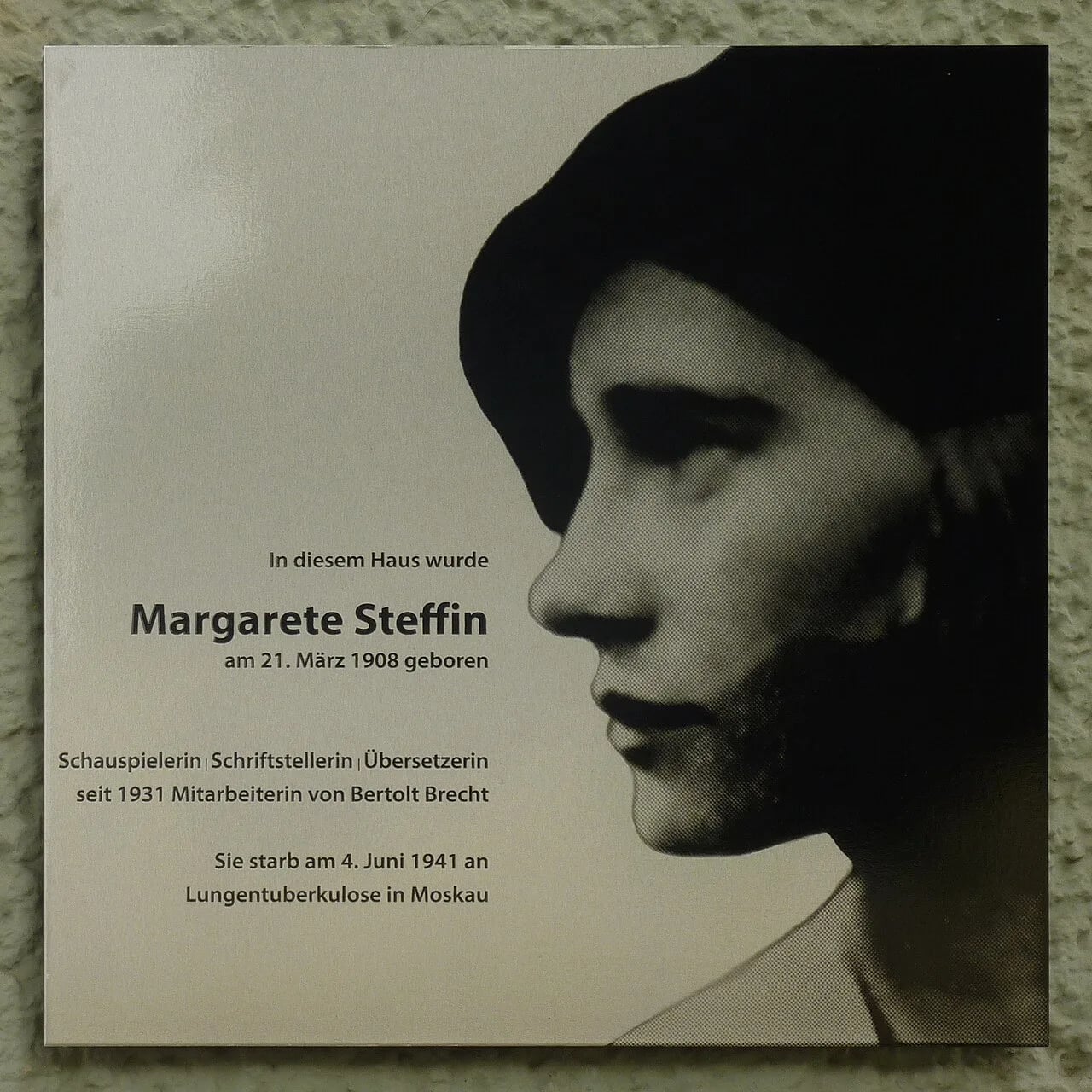 Porträt von Margarete Steffin (1908–1941) – Gedenkseite