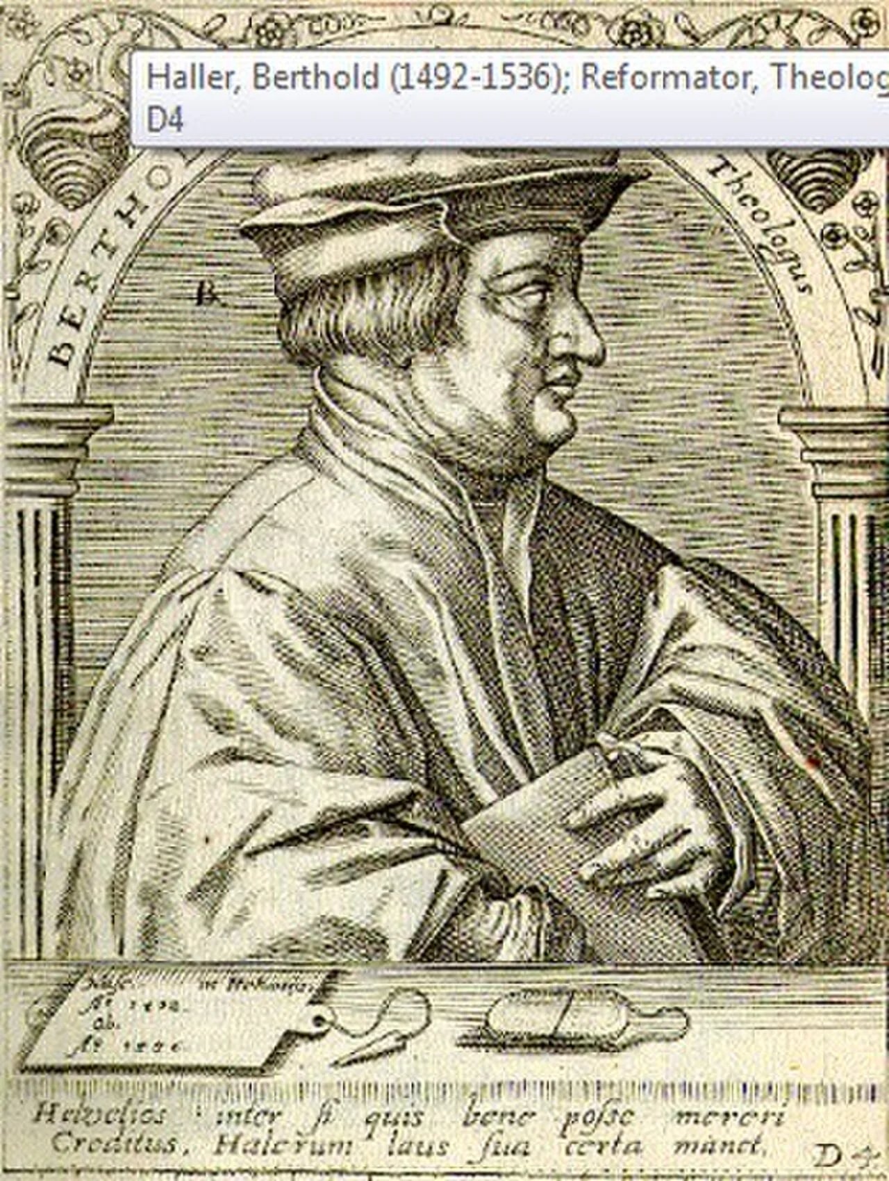 Porträt von Berchtold Haller (1492–1536) – Gedenkseite