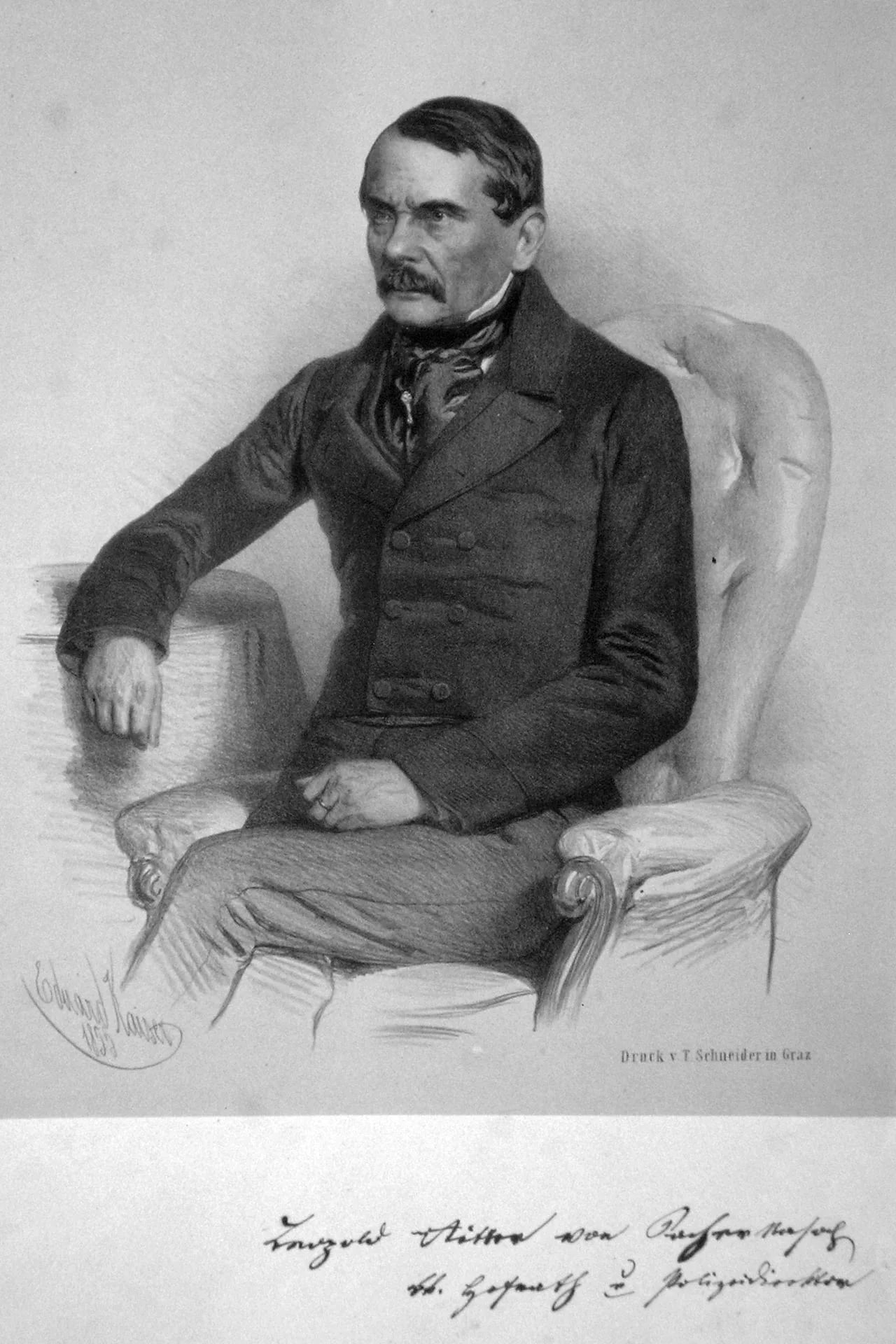Porträt von Leopold Johann Nepomuk von Sacher (1797–1874) – Gedenkseite