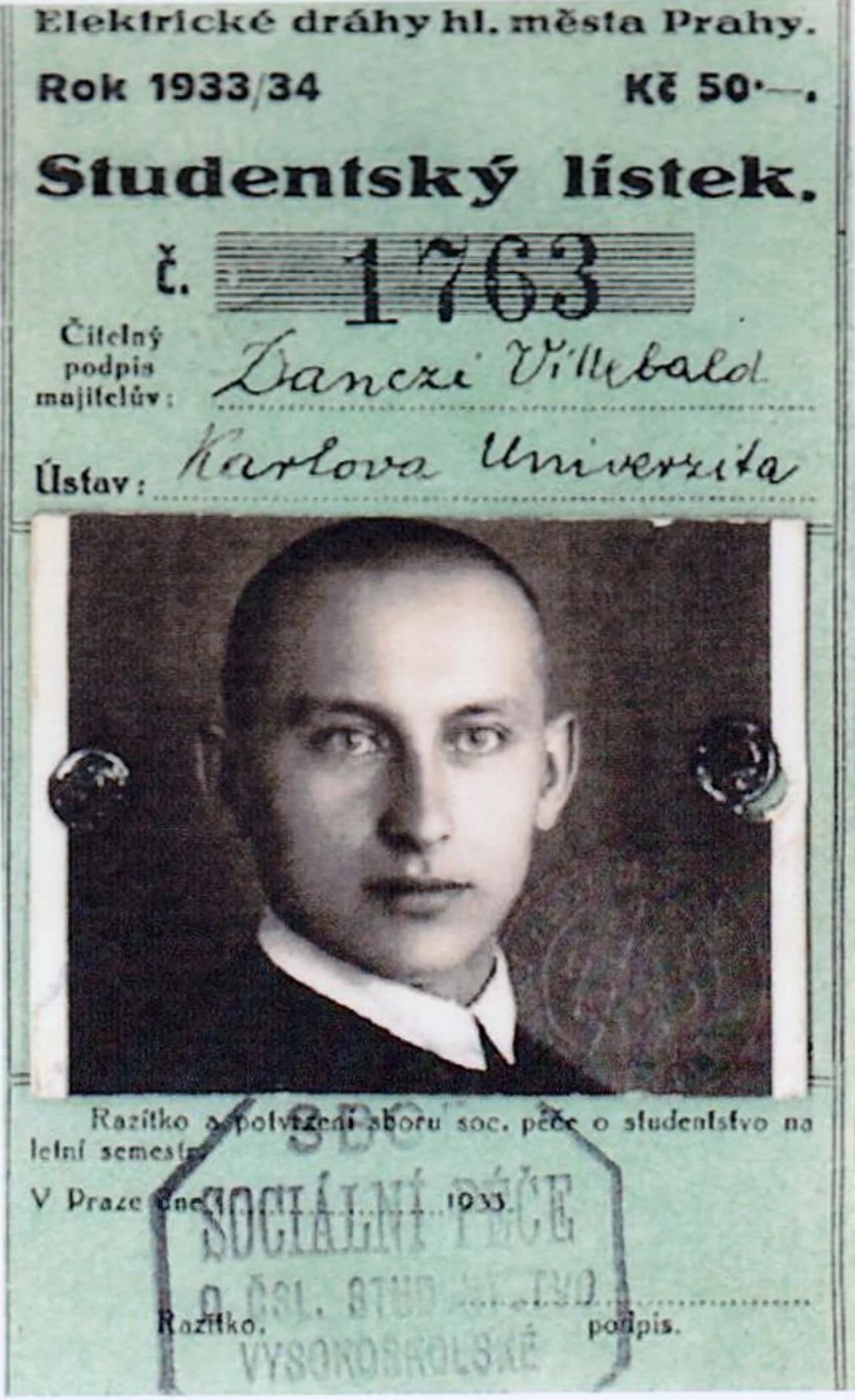 Porträt von Villebald József Danczi (1910–1977) – Gedenkseite