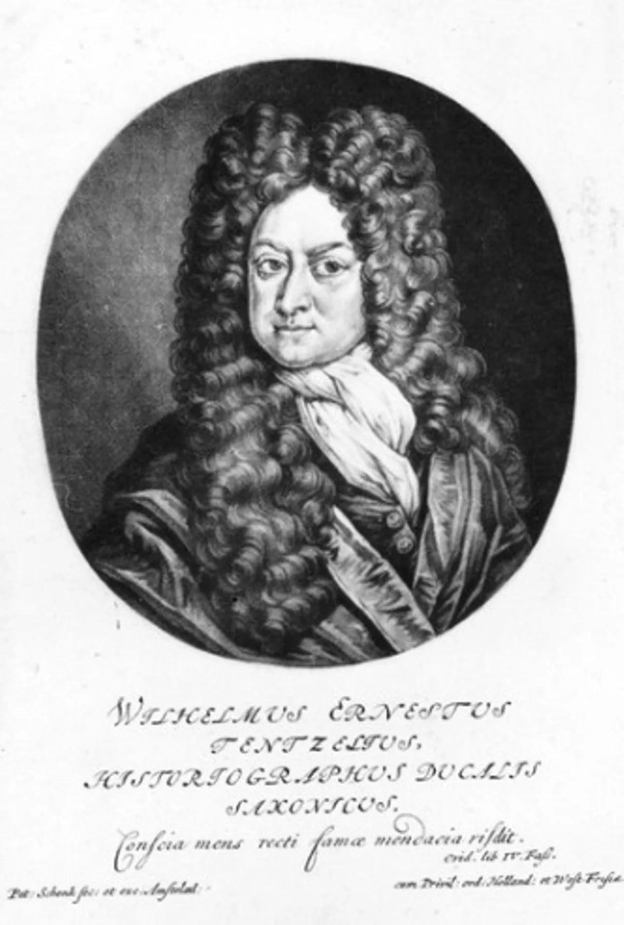 Porträt von Wilhelm Ernst Tentzel (1659–1707) – Gedenkseite