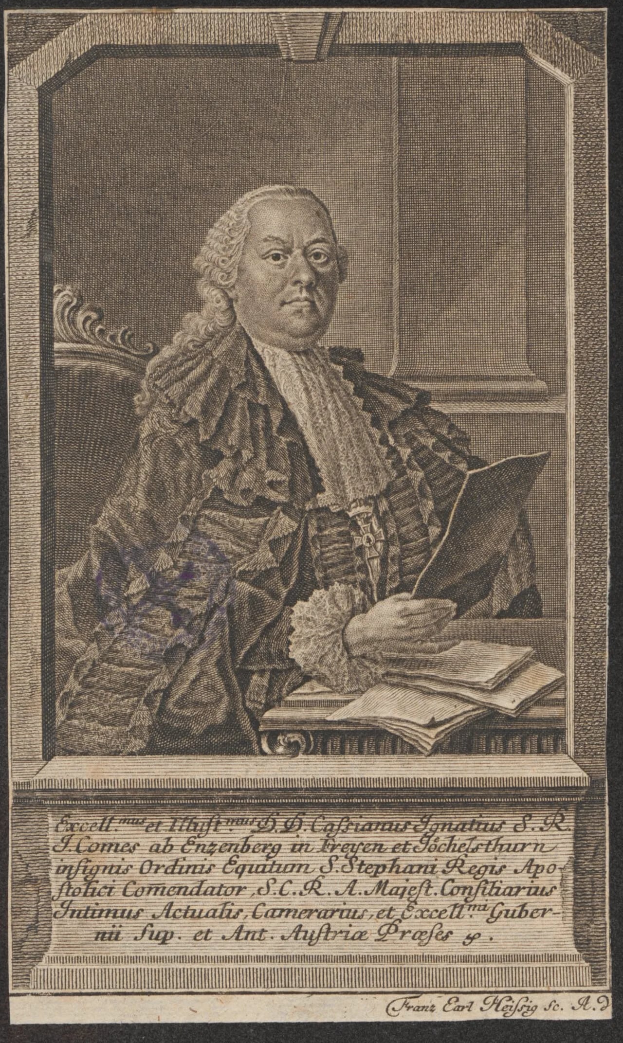 Porträt von Ignaz Kassian Bonaventura von Enzenberg (1709–1772) – Gedenkseite