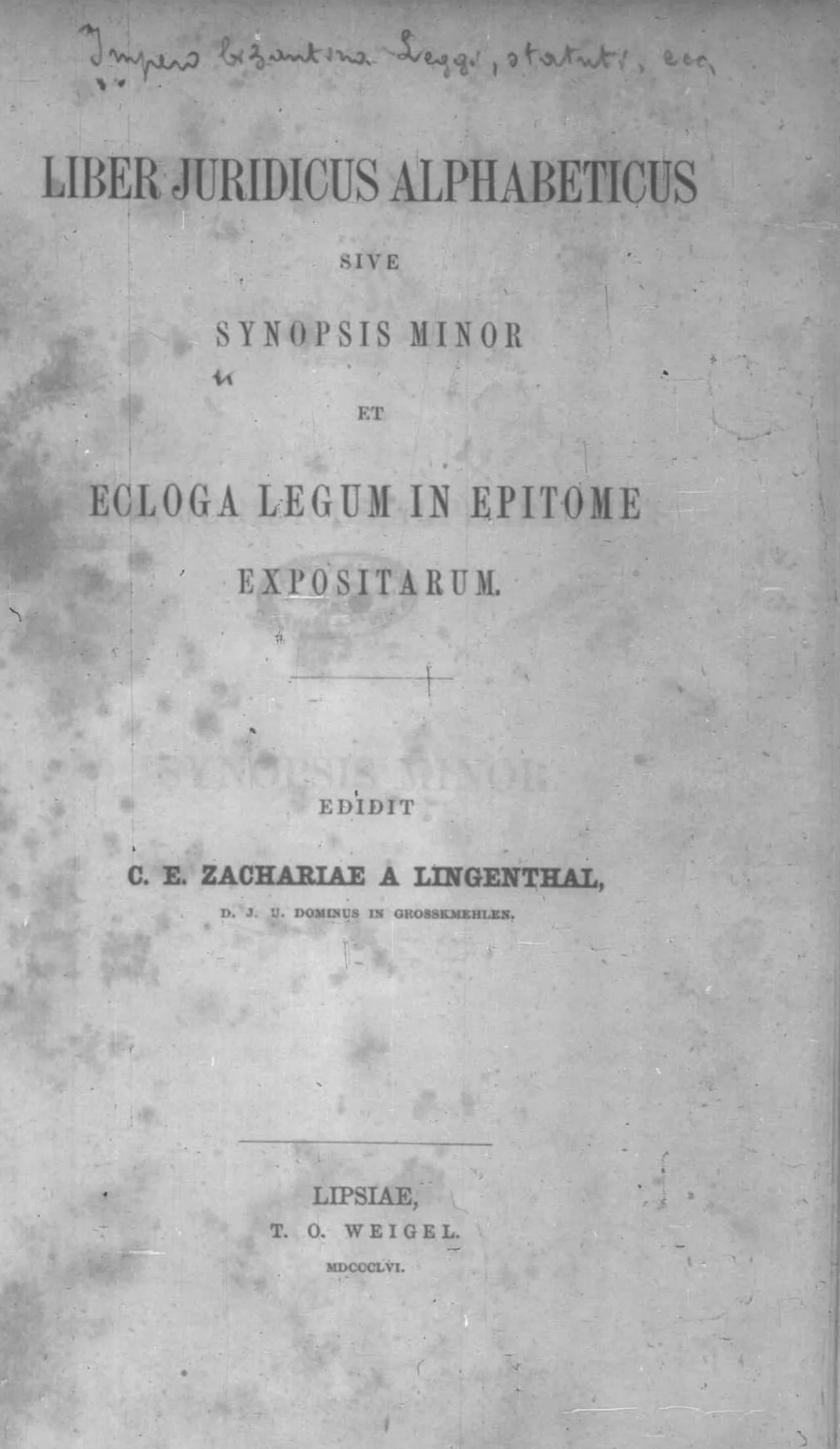 Porträt von Karl Eduard Zachariae von Lingenthal (1812–1894) – Gedenkseite