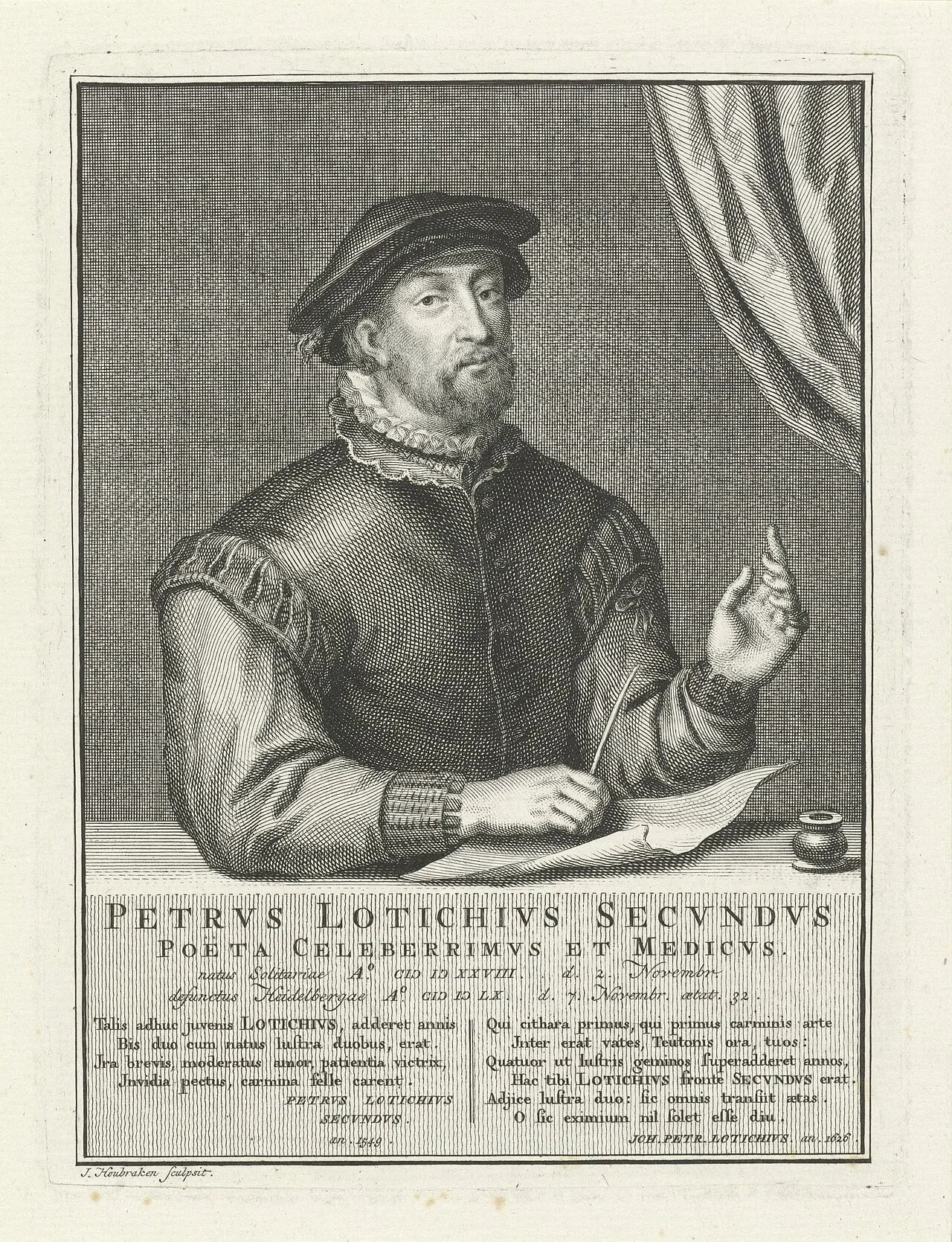 Porträt von Petrus Lotichius Secundus (1528–1560) – Gedenkseite