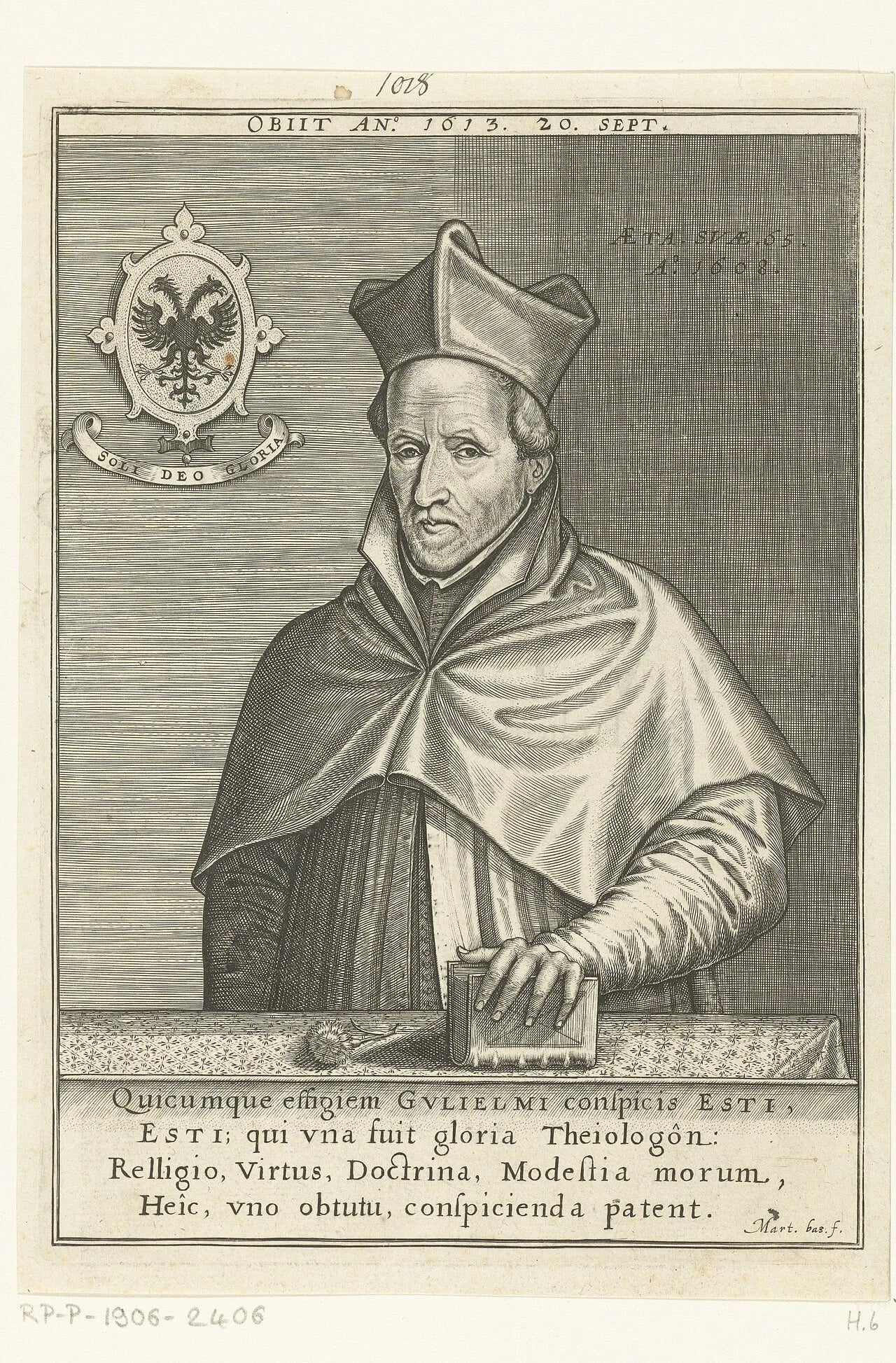 Porträt von Willem Hessels van Est (1542–1613) – Gedenkseite