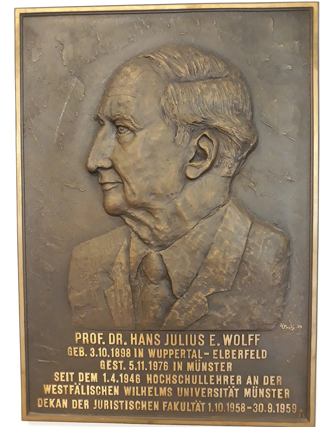Porträt von Hans Julius Wolff (1898–1976) – Gedenkseite