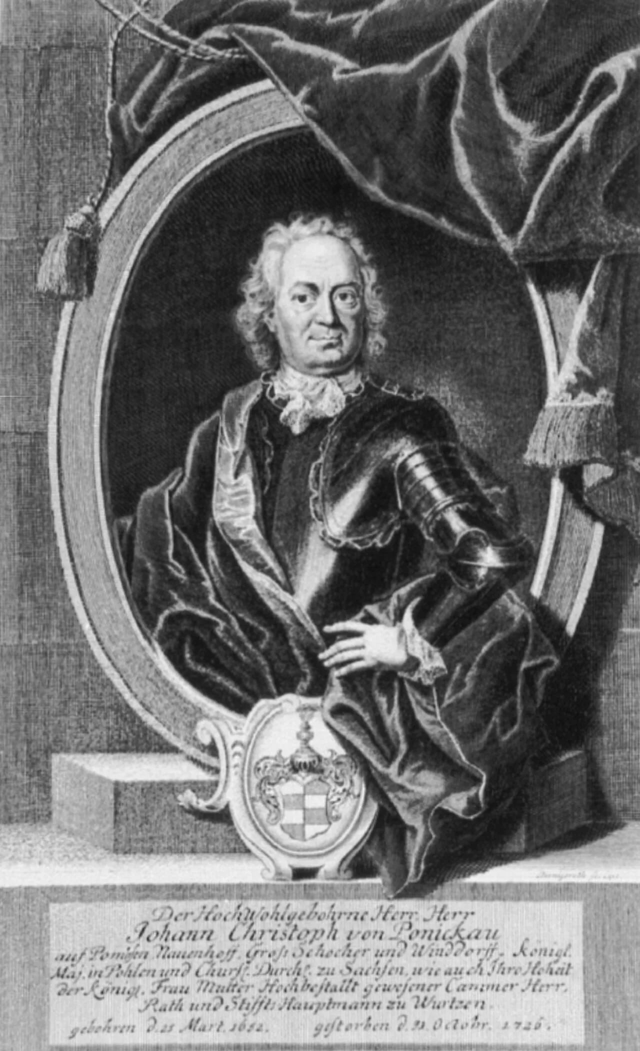 Porträt von Johann Christoph von Ponickau (1652–1726) – Gedenkseite