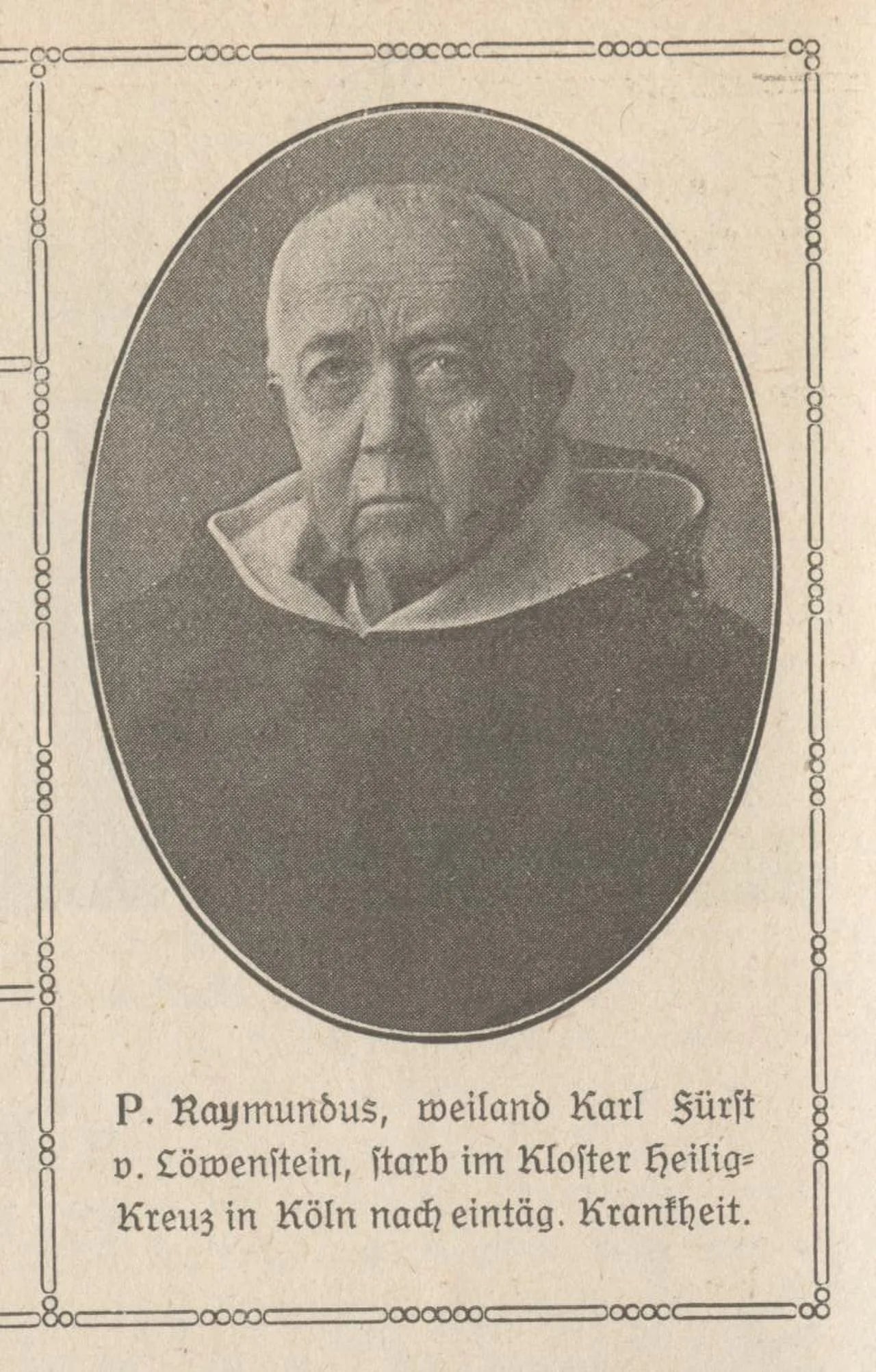 Porträt von Karl Heinrich zu Löwenstein-Wertheim-Rosenberg (1834–1921) – Gedenkseite