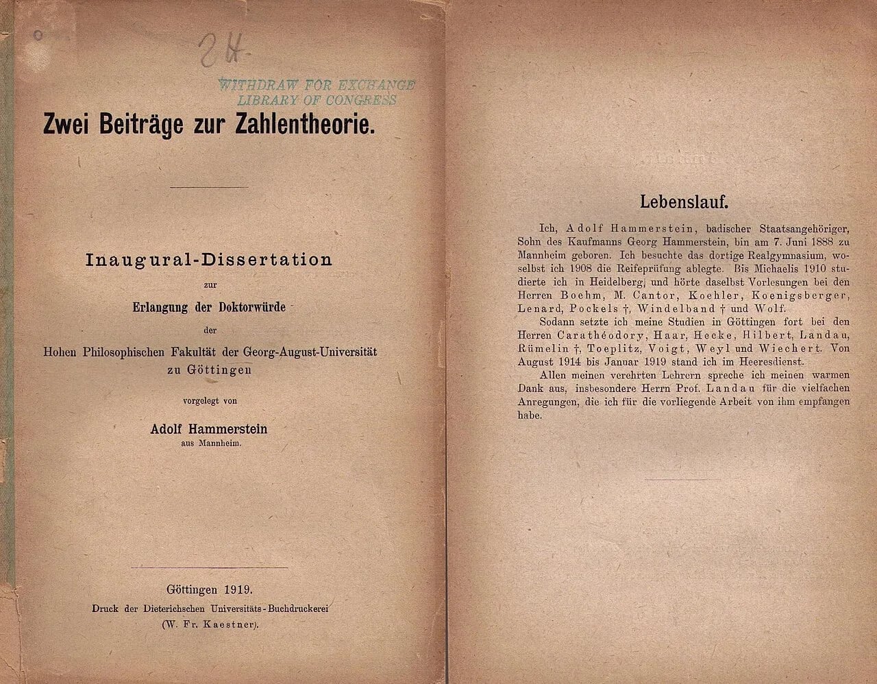 Portrait of Adolf Hammerstein (1888–1941) – memorial page